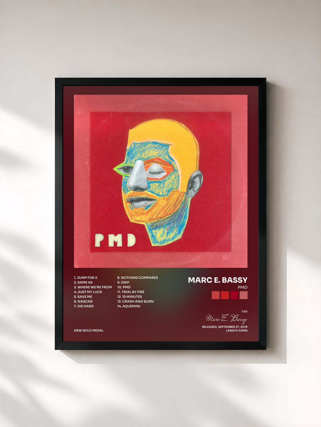 #noir Tableau de l'album PMD de Marc E. Bassy, cadre noir, imprimé et encadré en France