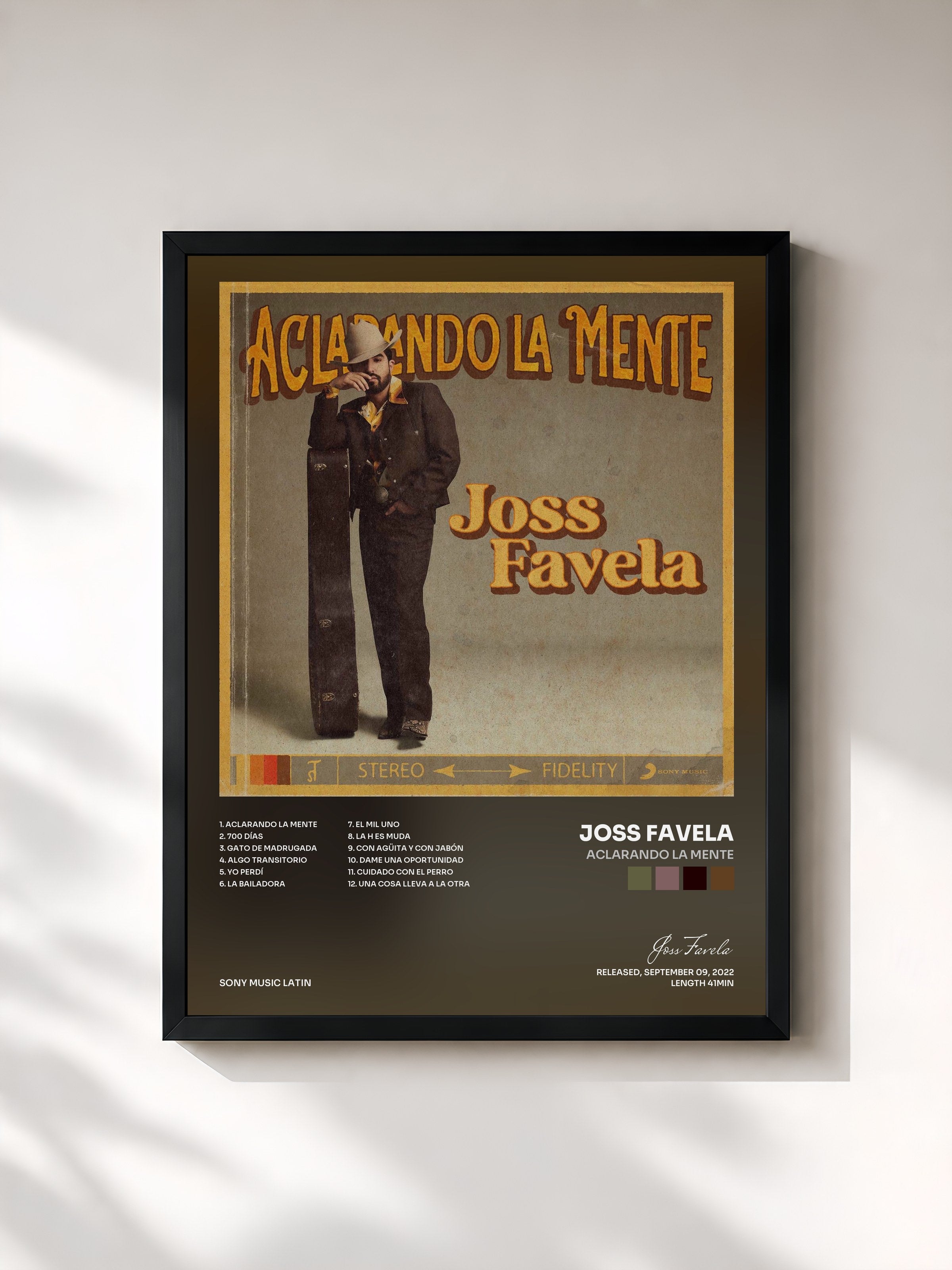#noir Tableau de l'album Aclarando la Mente de Joss Favela, cadre noir, imprimé et encadré en France