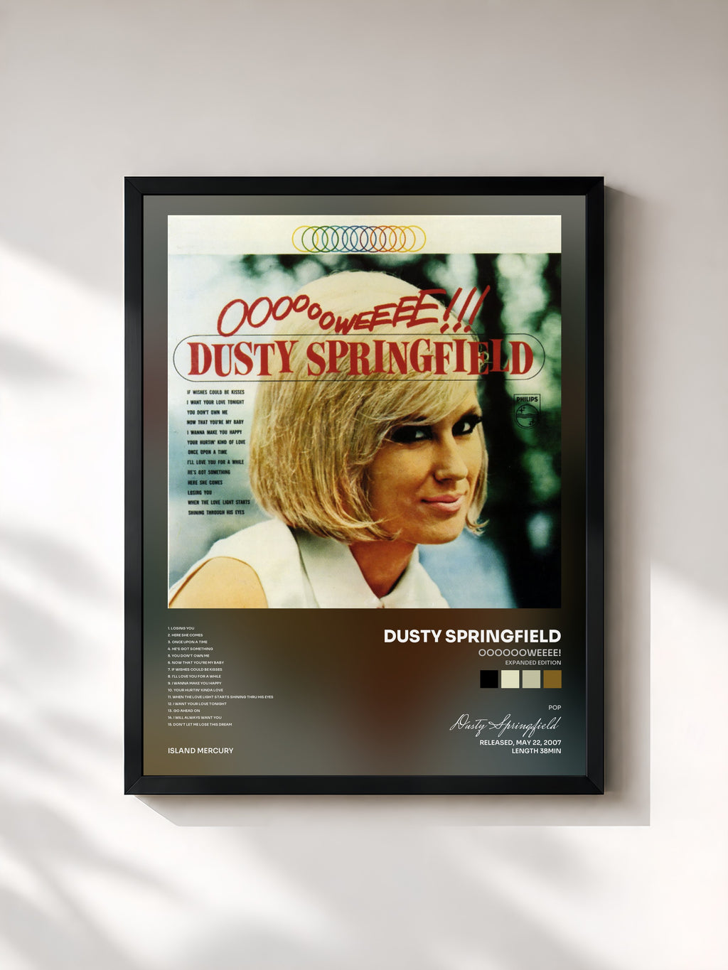 #noir Tableau de l'album Ooooooweeee! (Expanded Edition) de Dusty Springfield, cadre noir, imprimé et encadré en France