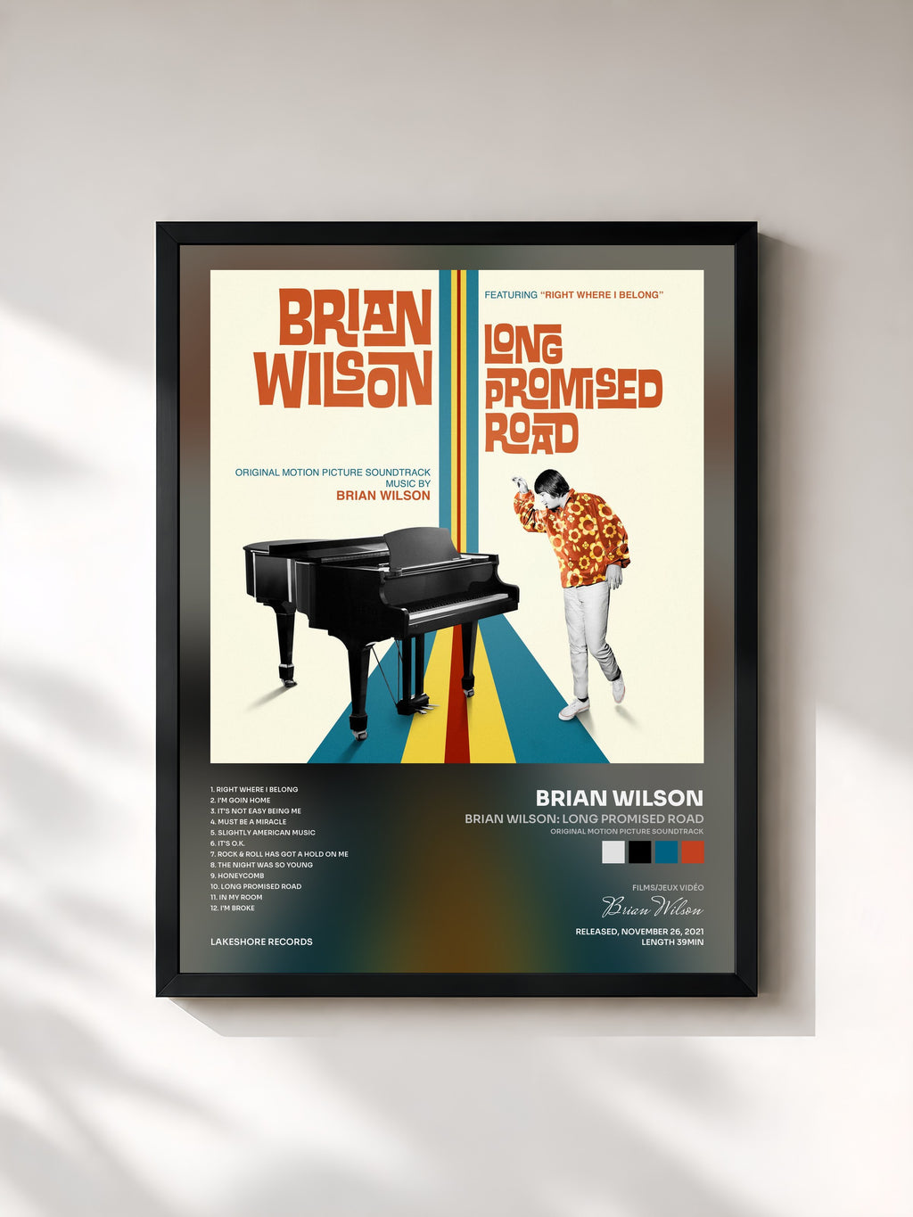#noir Tableau de l'album Brian Wilson: Long Promised Road (Original Motion Picture Soundtrack) de Brian Wilson, cadre noir, imprimé et encadré en France