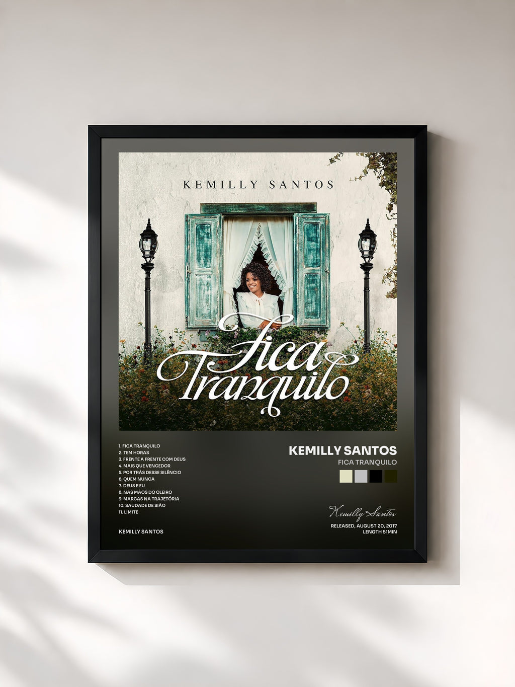#noir Tableau de l'album Fica Tranquilo de Kemilly Santos, cadre noir, imprimé et encadré en France