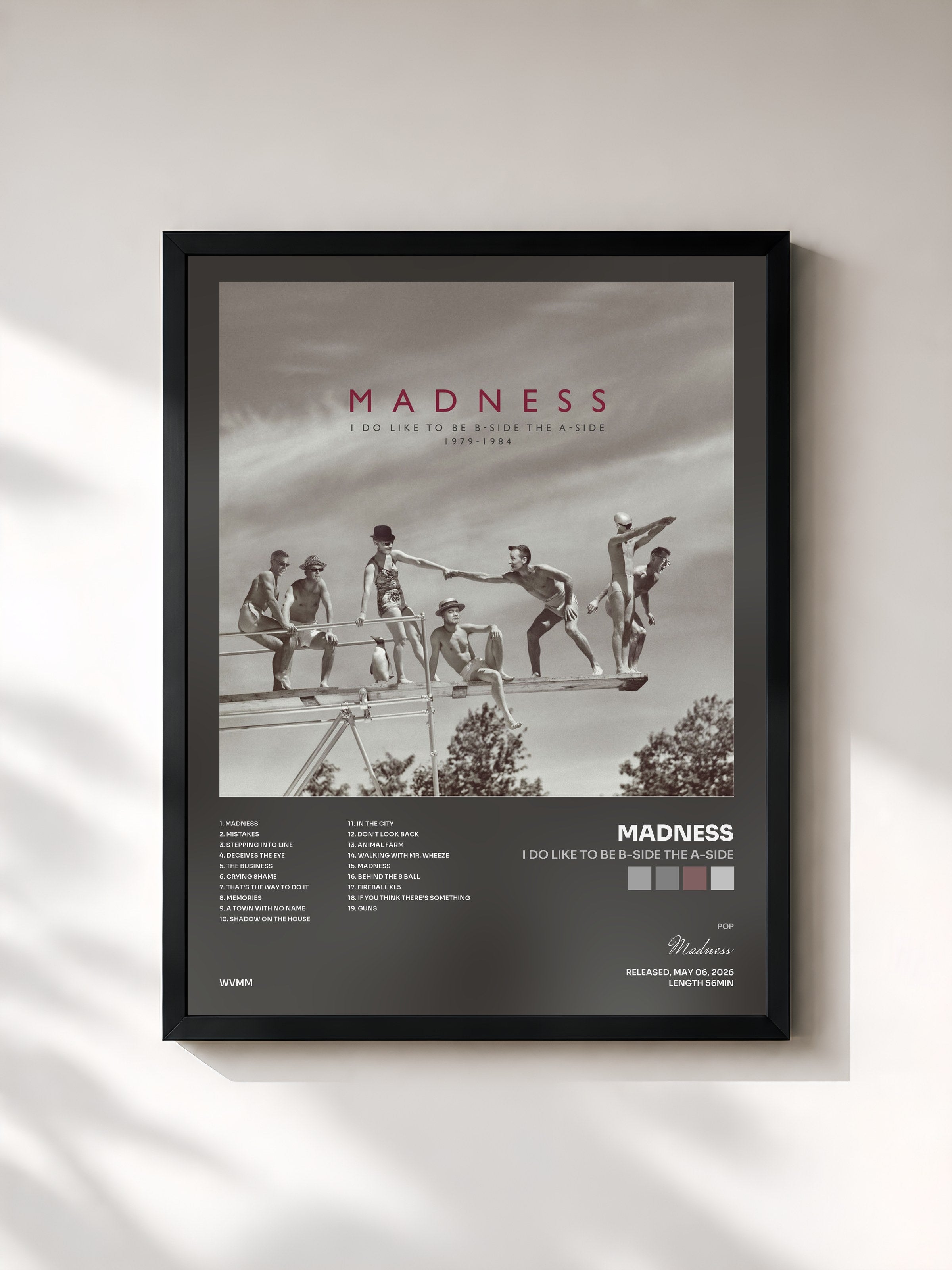 #noir Tableau de l'album I Do Like To Be B-Side The A-Side de Madness, cadre noir, imprimé et encadré en France