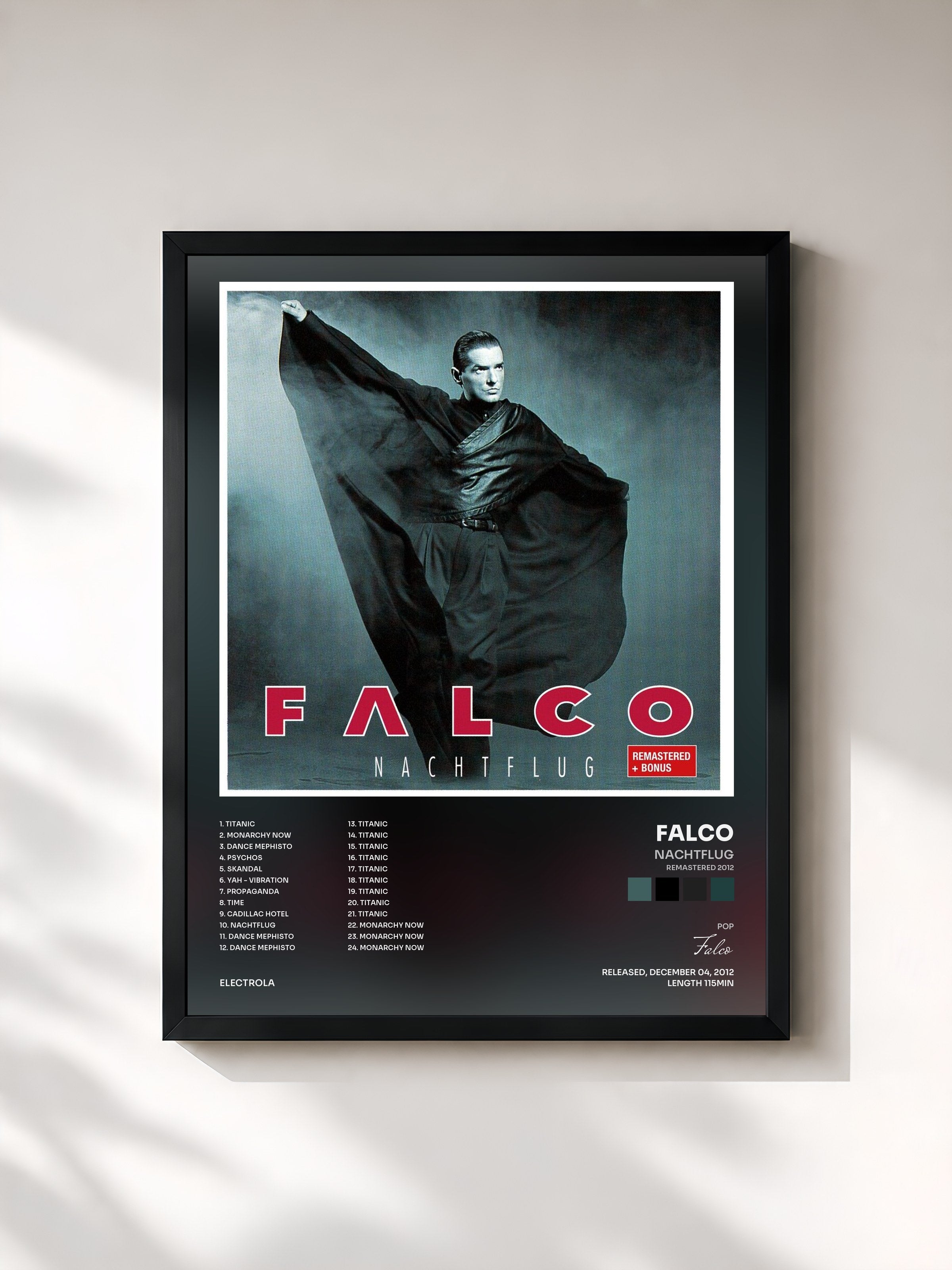 #noir Tableau de l'album Nachtflug (Remastered 2012) de Falco, cadre noir, imprimé et encadré en France