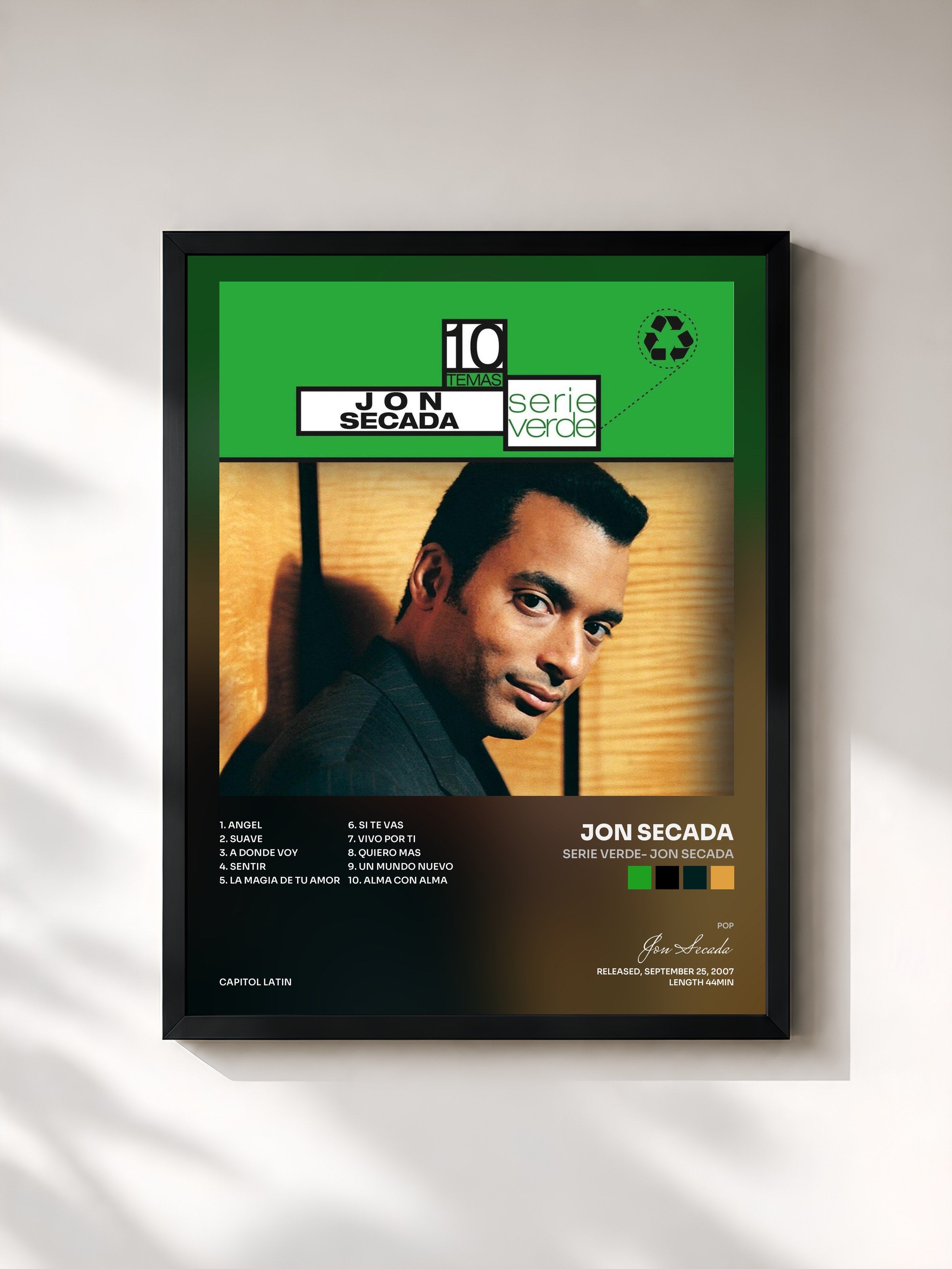 #noir Tableau de l'album Serie Verde- Jon Secada de Jon Secada, cadre noir, imprimé et encadré en France