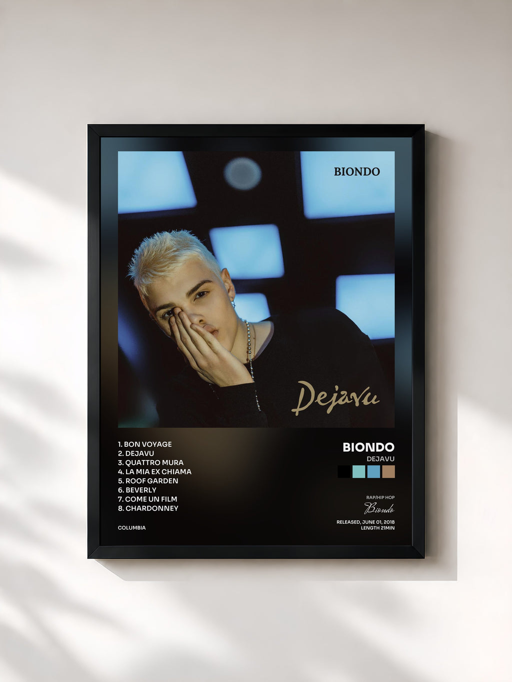 #noir Tableau de l'album Dejavu de Biondo, cadre noir, imprimé et encadré en France