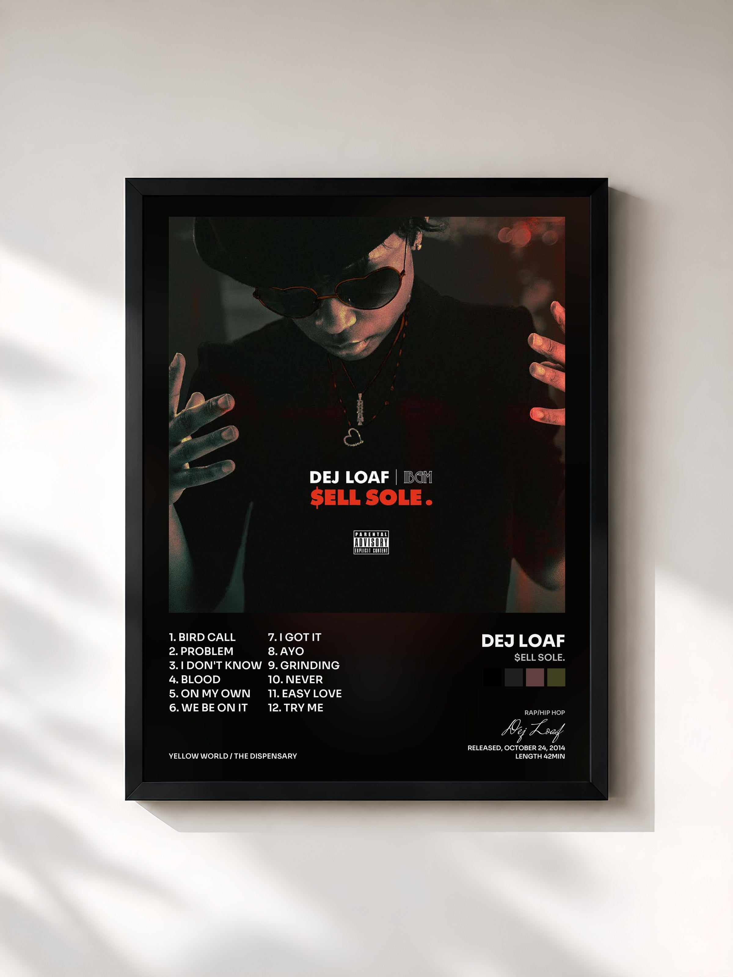 #noir Tableau de l'album $ell Sole. de Dej Loaf, cadre noir, imprimé et encadré en France