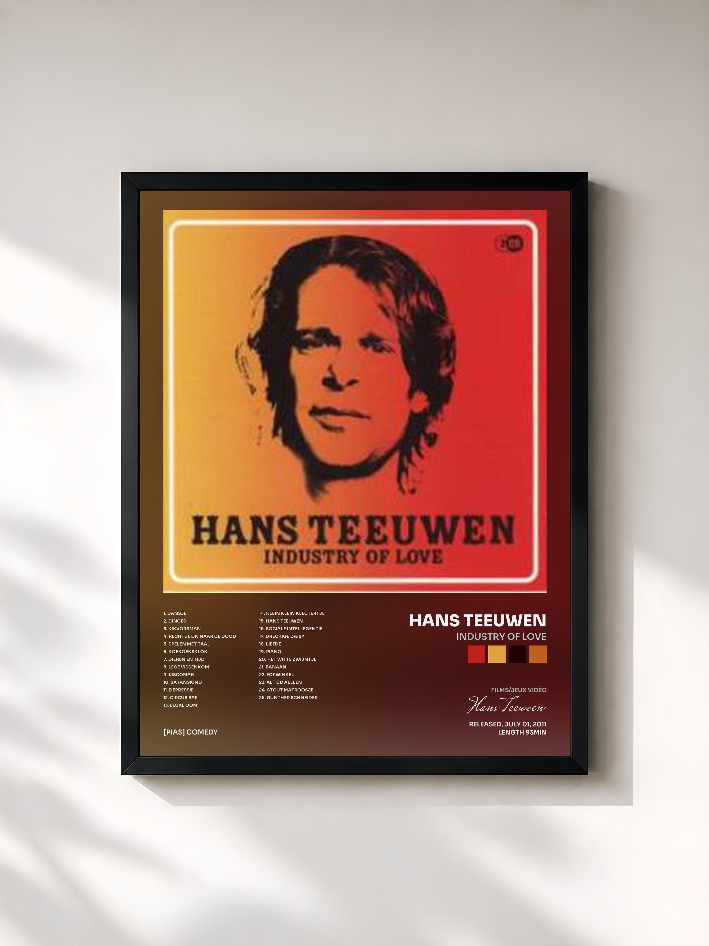 #noir Tableau de l'album Industry of Love de Hans Teeuwen, cadre noir, imprimé et encadré en France