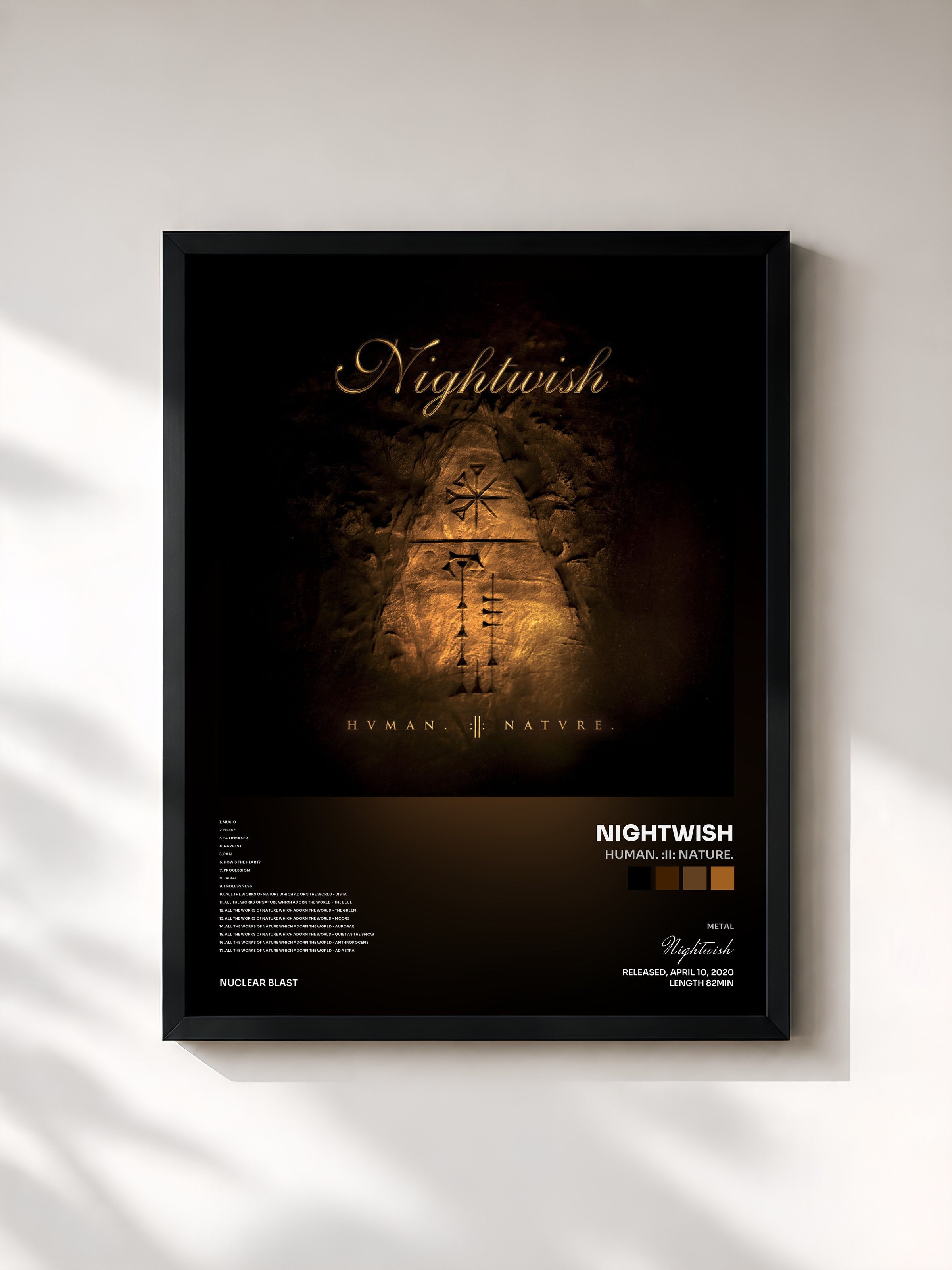 #noir Tableau de l'album HUMAN. :II: NATURE. de Nightwish, cadre noir, imprimé et encadré en France