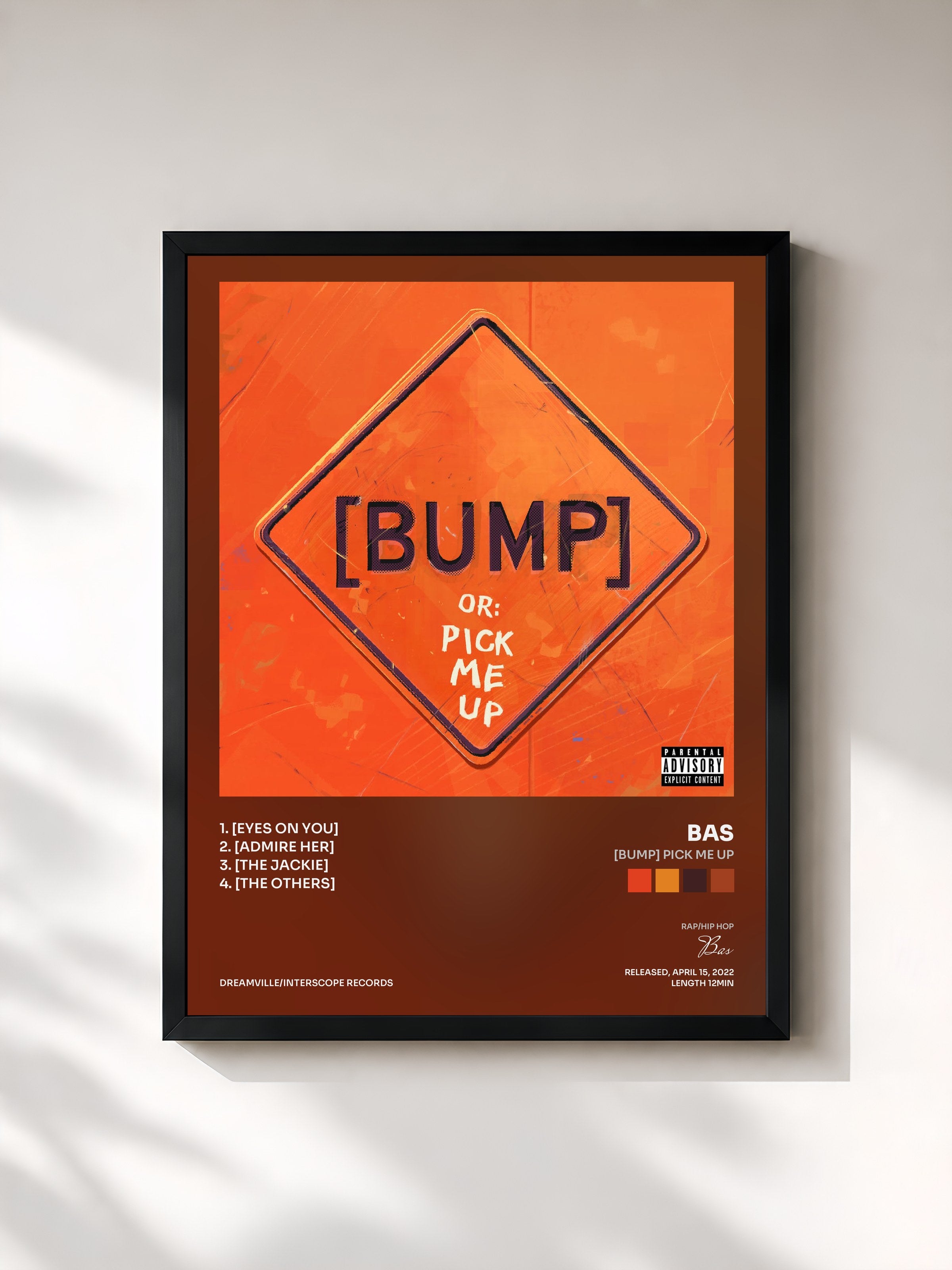 #noir Tableau de l'album [BUMP] Pick Me Up de Bas, cadre noir, imprimé et encadré en France
