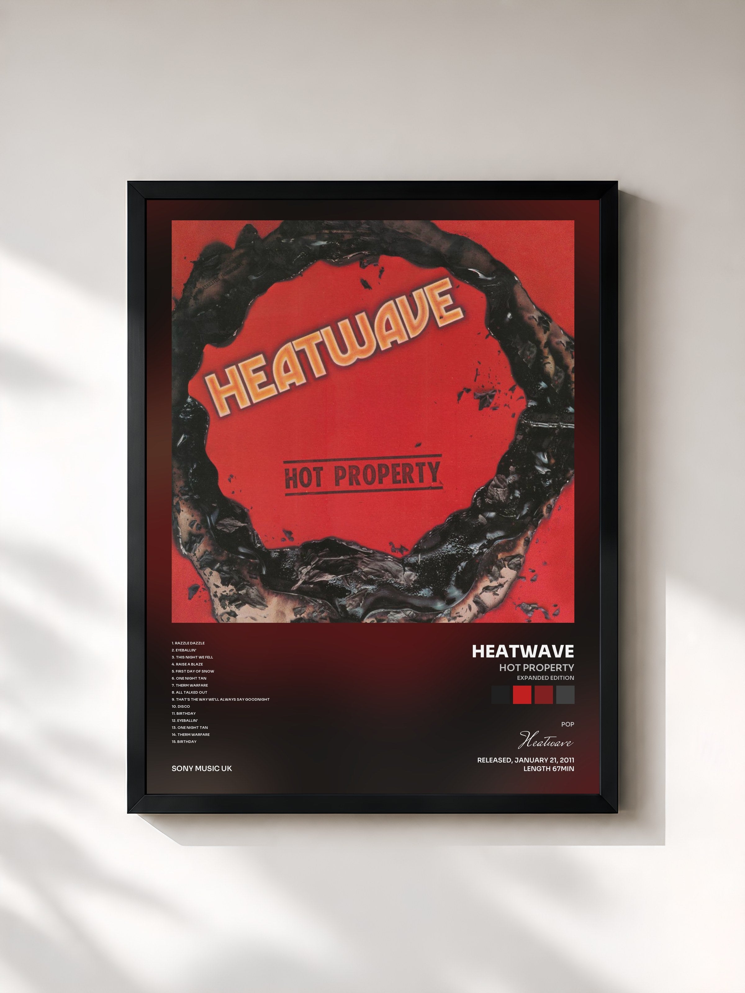 #noir Tableau de l'album Hot Property (Expanded Edition) de Heatwave, cadre noir, imprimé et encadré en France
