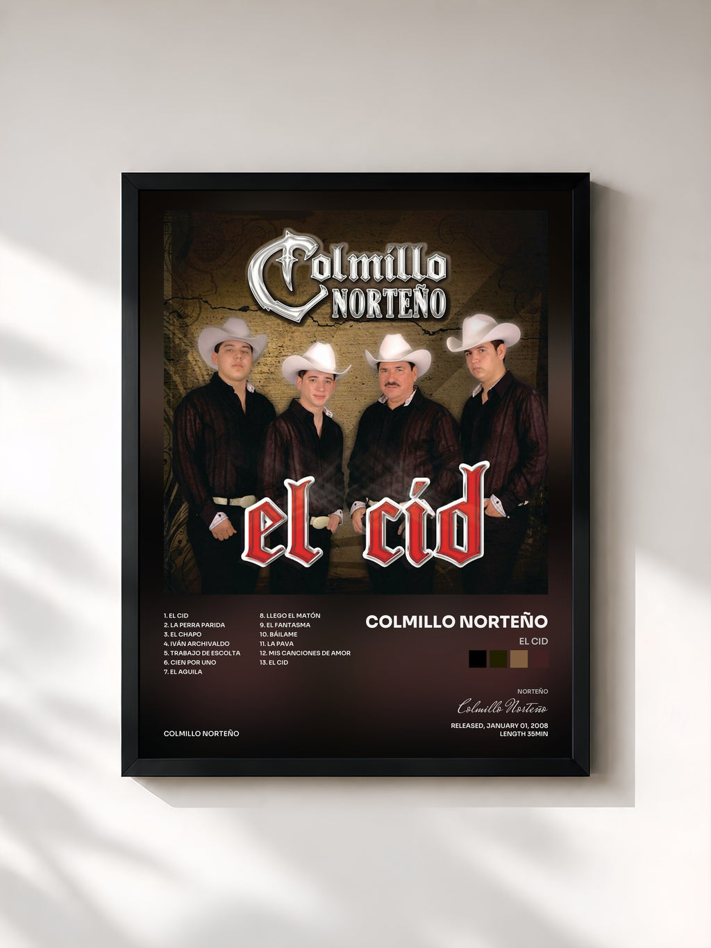 #noir Tableau de l'album El Cid de Colmillo Norteño, cadre noir, imprimé et encadré en France
