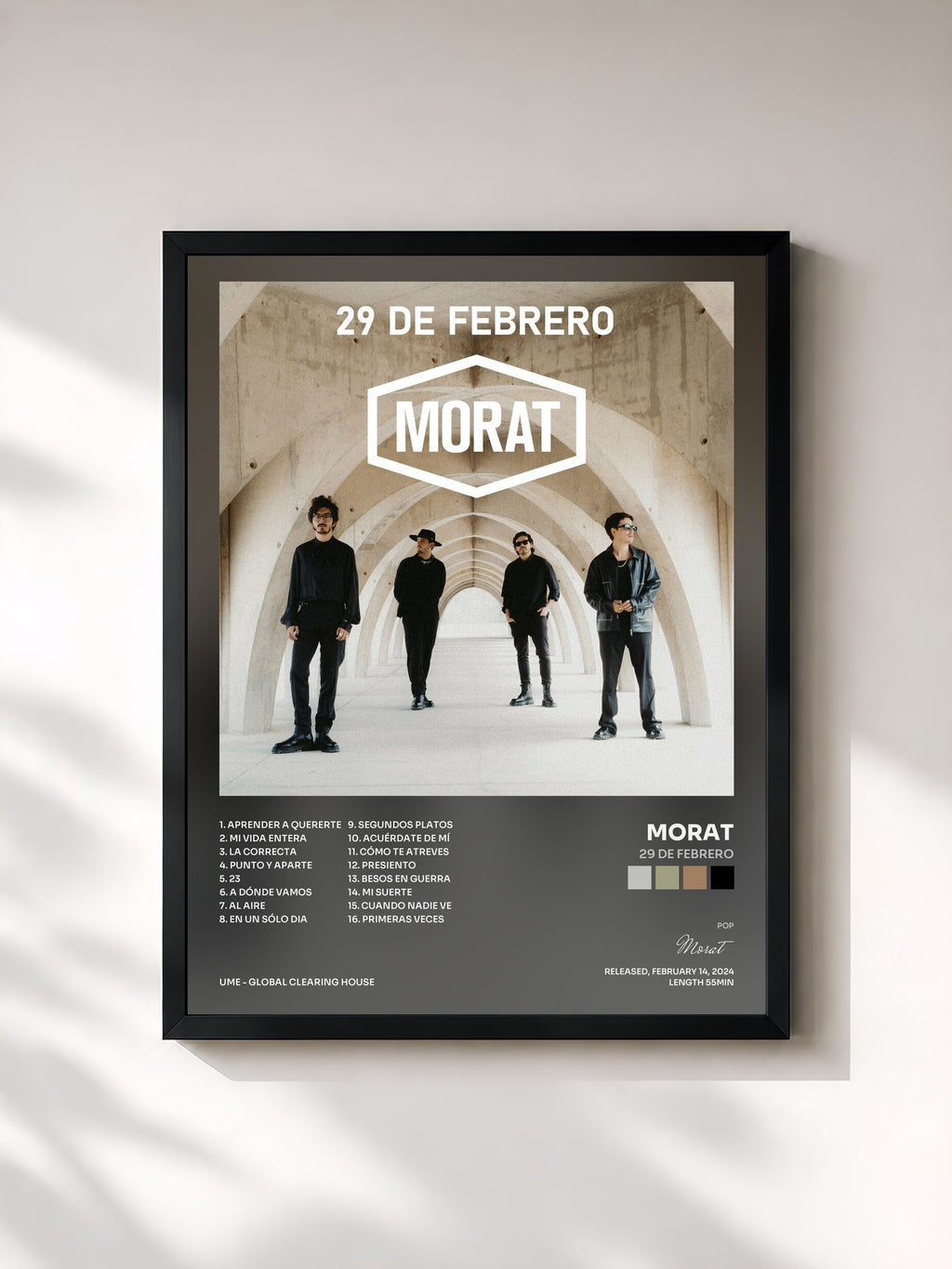 #noir Tableau de l'album 29 De Febrero de Morat, cadre noir, imprimé et encadré en France