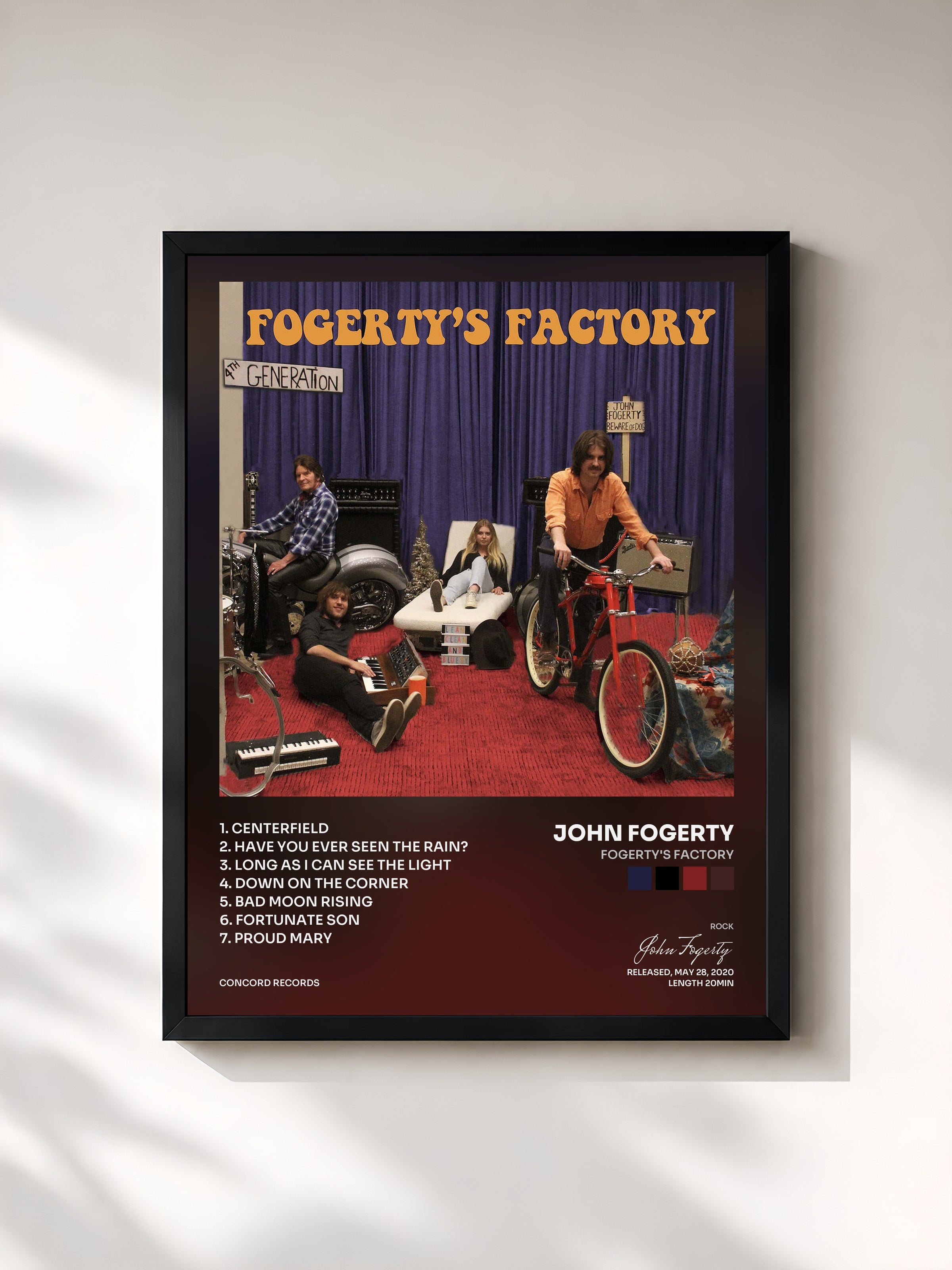 #noir Tableau de l'album Fogerty's Factory de John Fogerty, cadre noir, imprimé et encadré en France