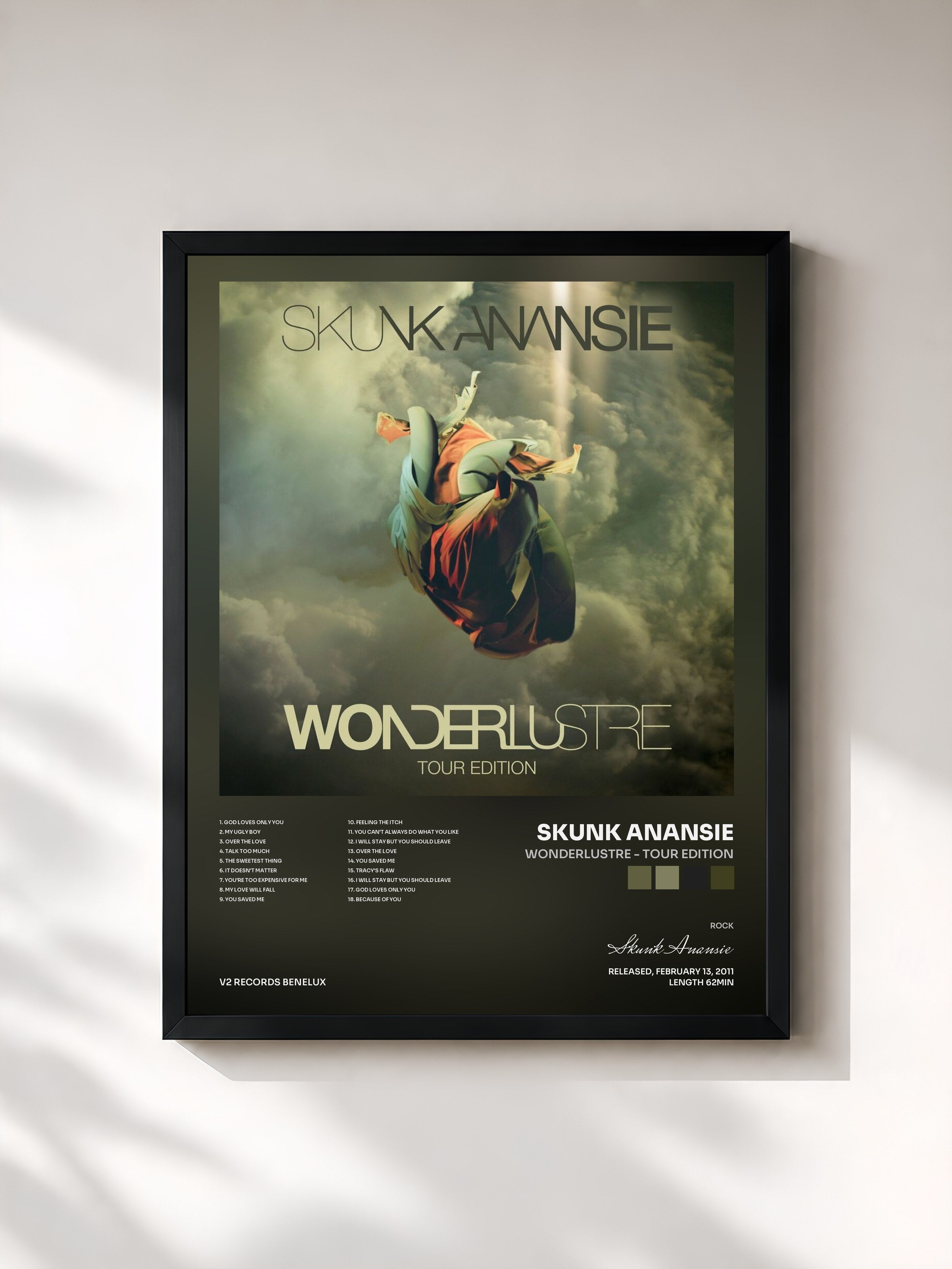#noir Tableau de l'album Wonderlustre - Tour Edition de Skunk Anansie, cadre noir, imprimé et encadré en France