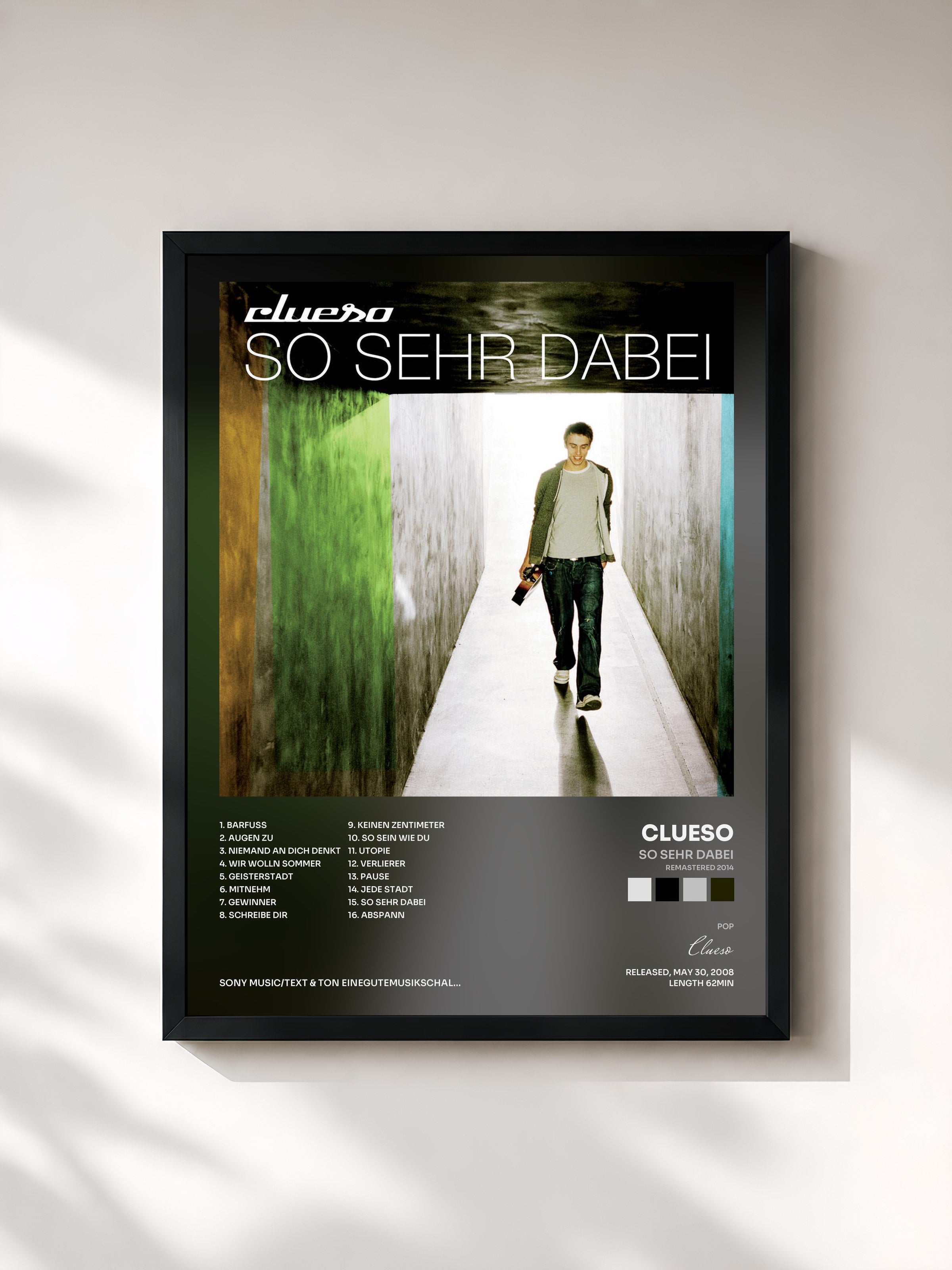#noir Tableau de l'album So sehr dabei (Remastered 2014) de Clueso, cadre noir, imprimé et encadré en France