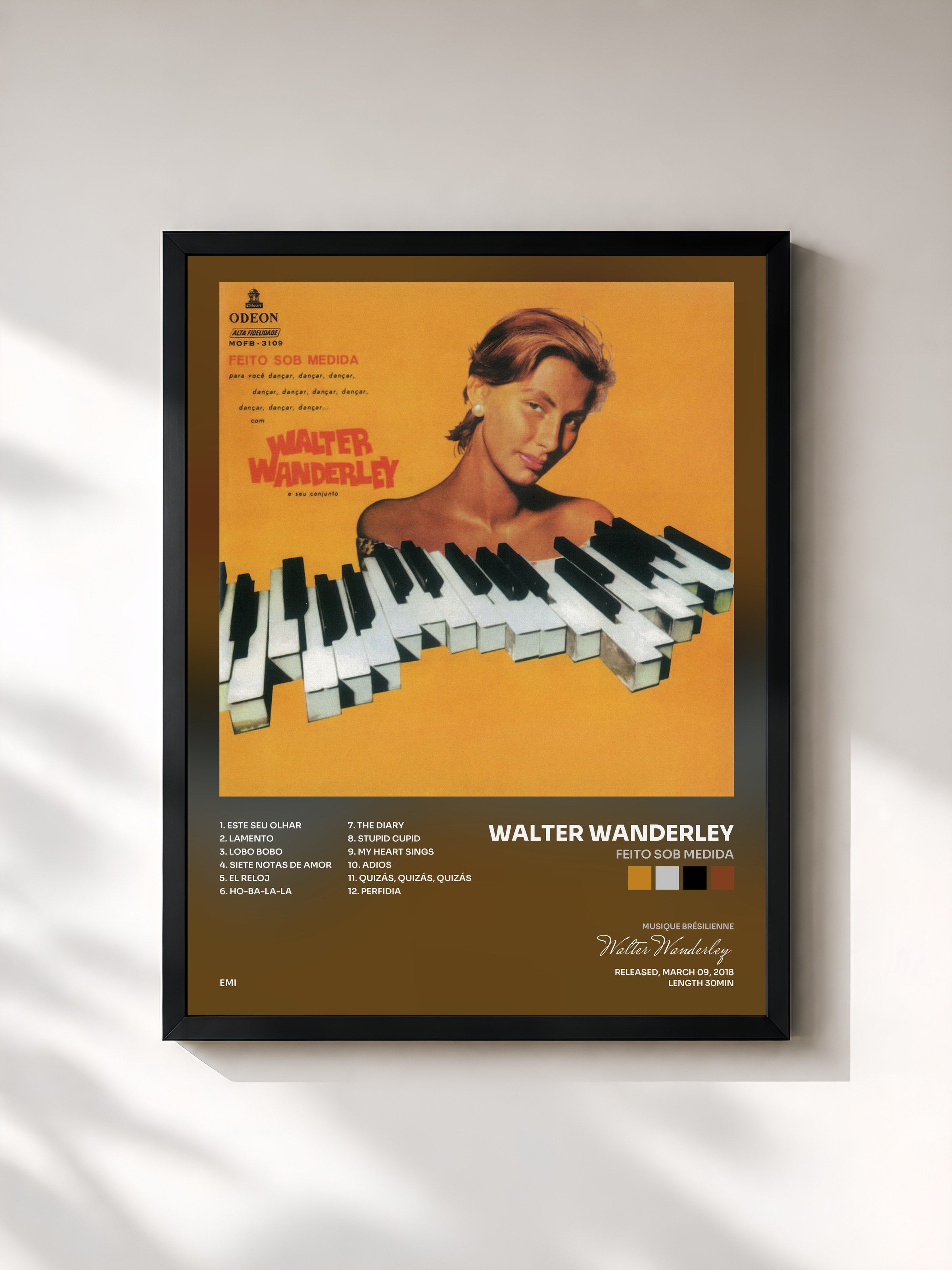 #noir Tableau de l'album Feito Sob Medida de Walter Wanderley, cadre noir, imprimé et encadré en France
