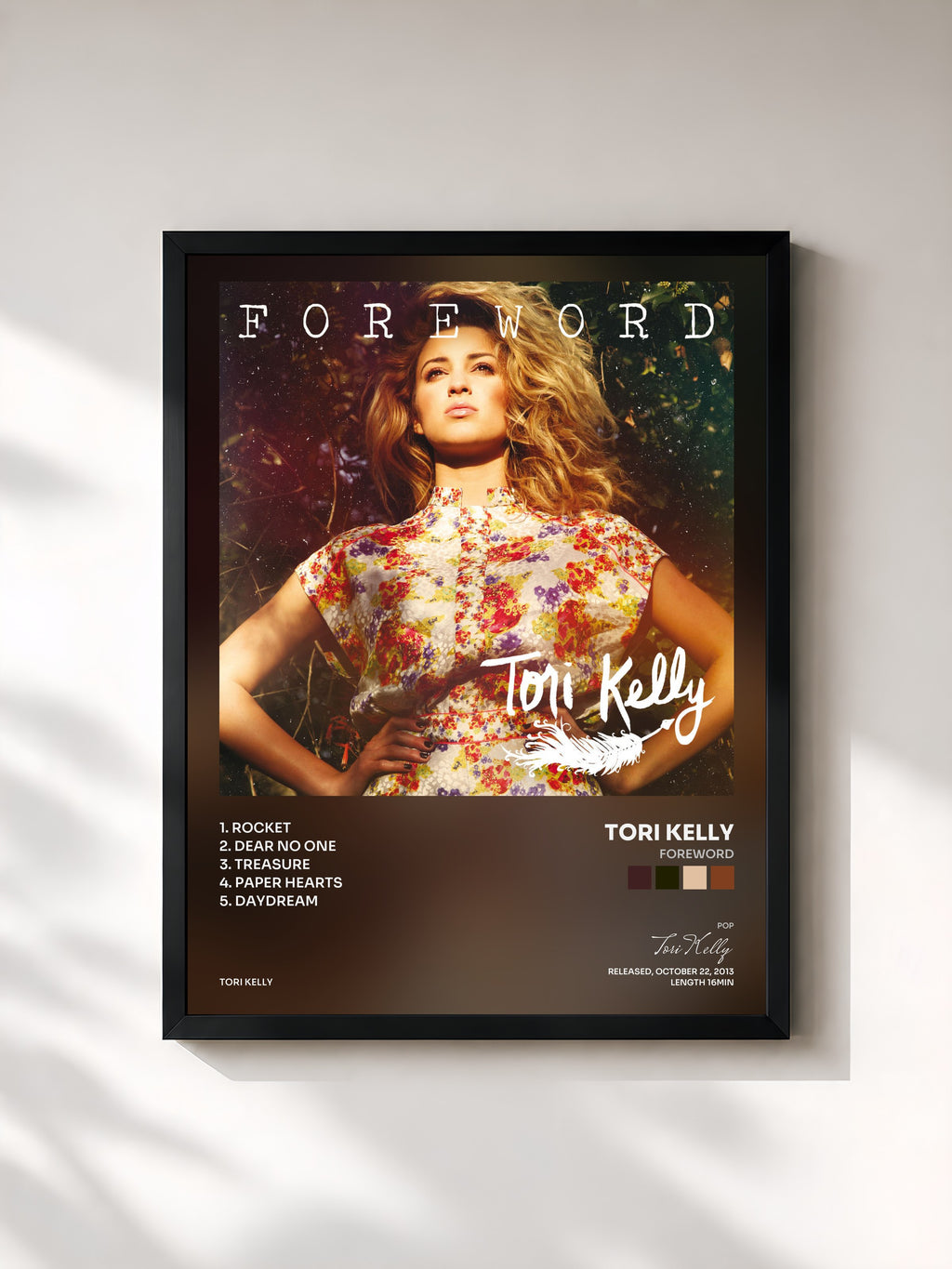 #noir Tableau de l'album Foreword de Tori Kelly, cadre noir, imprimé et encadré en France