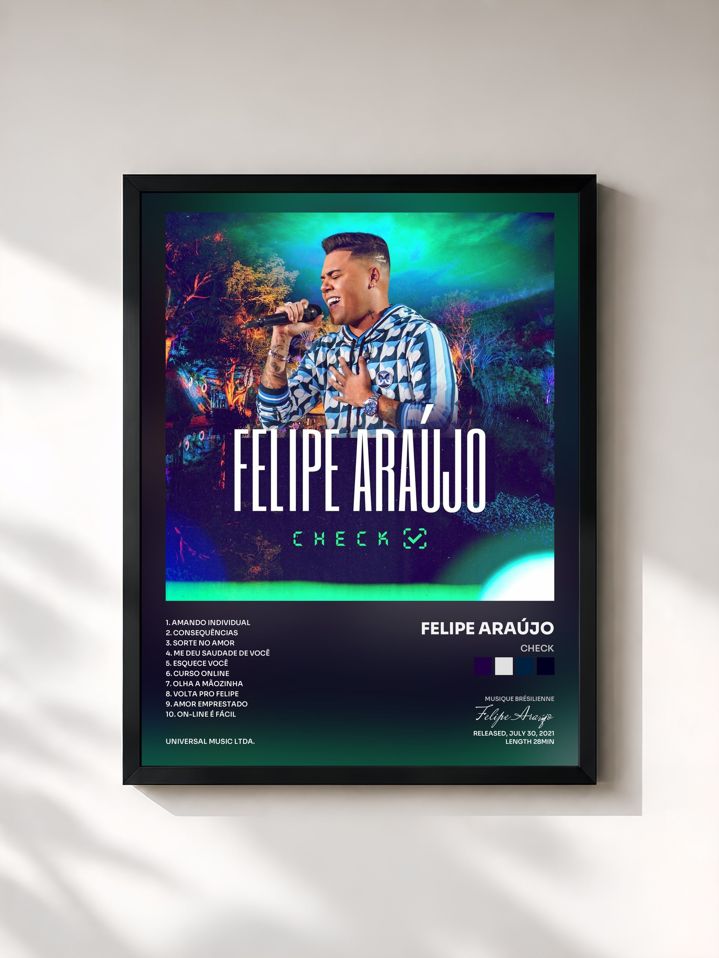 #noir Tableau de l'album Check de Felipe Araújo, cadre noir, imprimé et encadré en France