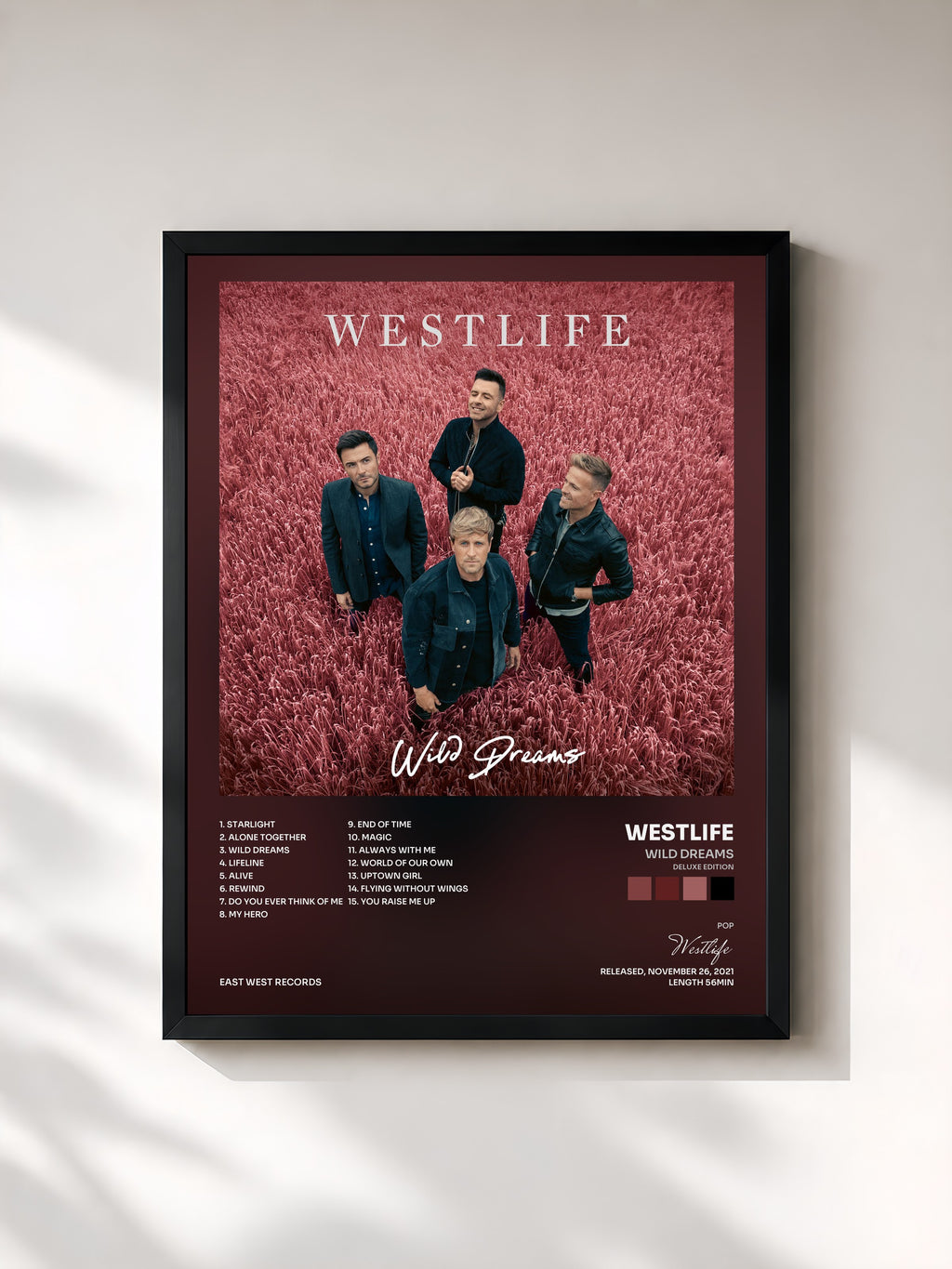 #noir Tableau de l'album Wild Dreams (Deluxe Edition) de Westlife, cadre noir, imprimé et encadré en France