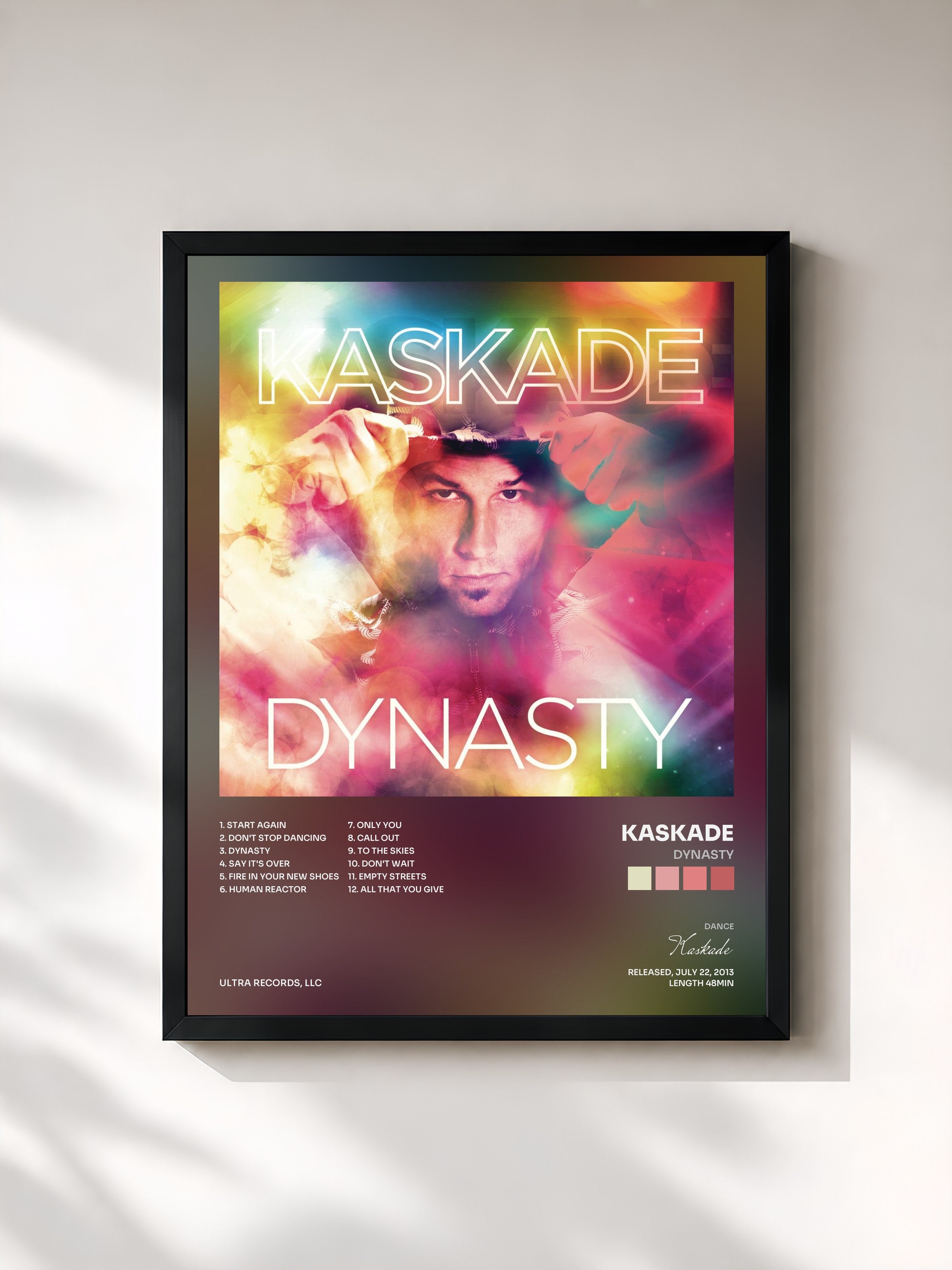 #noir Tableau de l'album Dynasty de Kaskade, cadre noir, imprimé et encadré en France