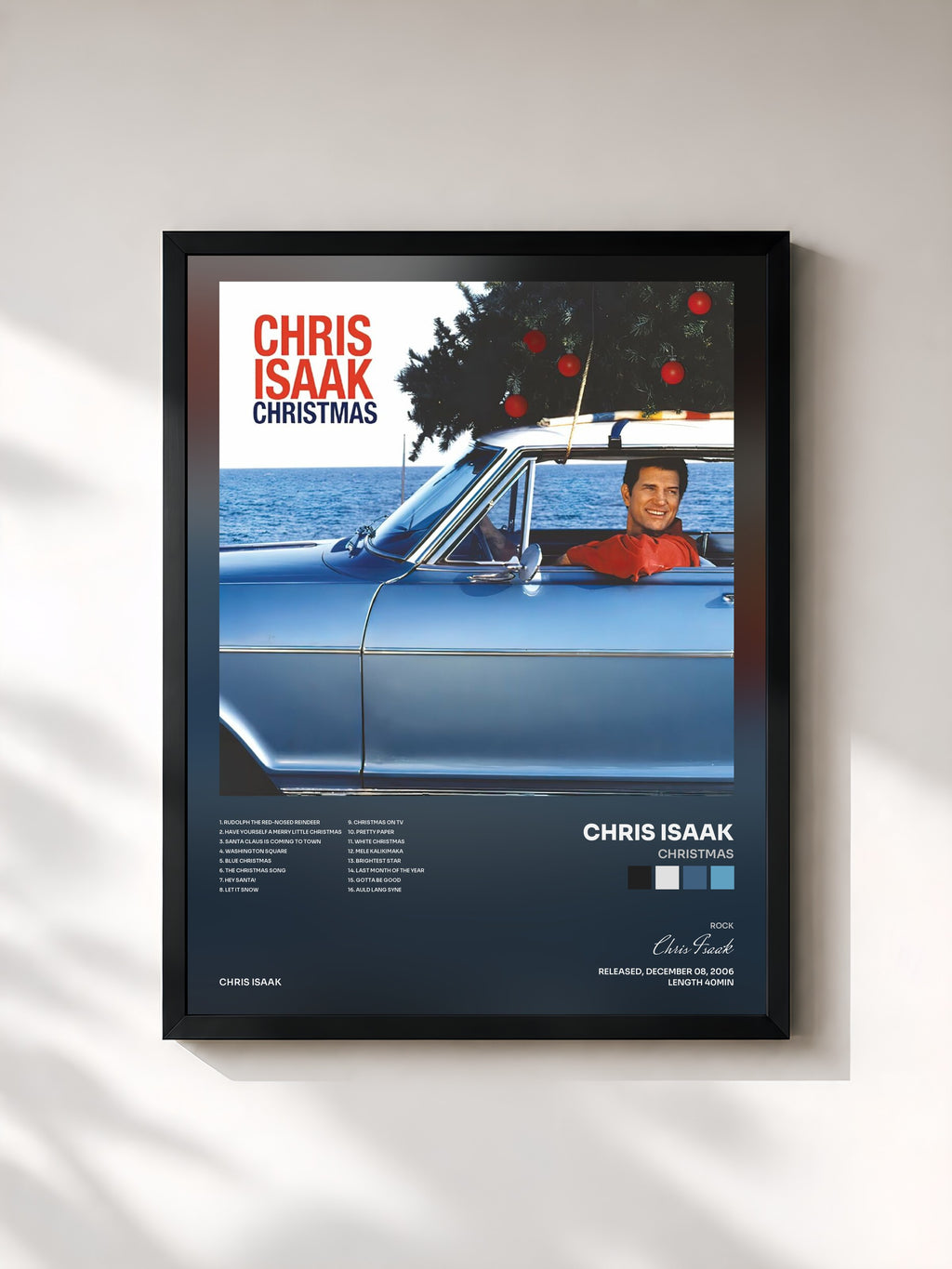 #noir Tableau de l'album Christmas de Chris Isaak, cadre noir, imprimé et encadré en France