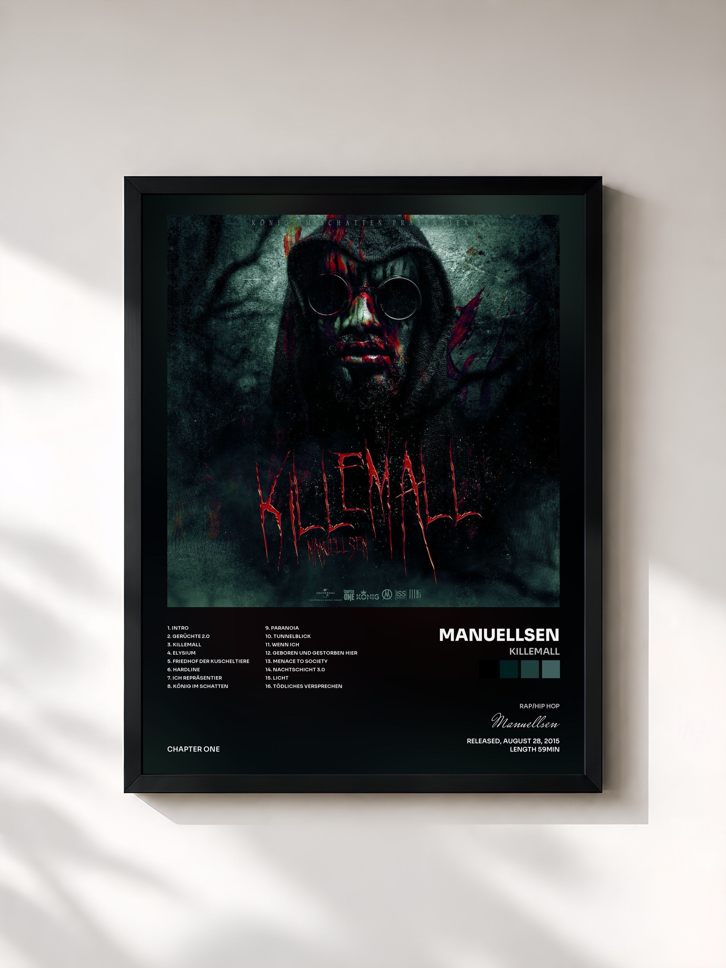 #noir Tableau de l'album Killemall de Manuellsen, cadre noir, imprimé et encadré en France