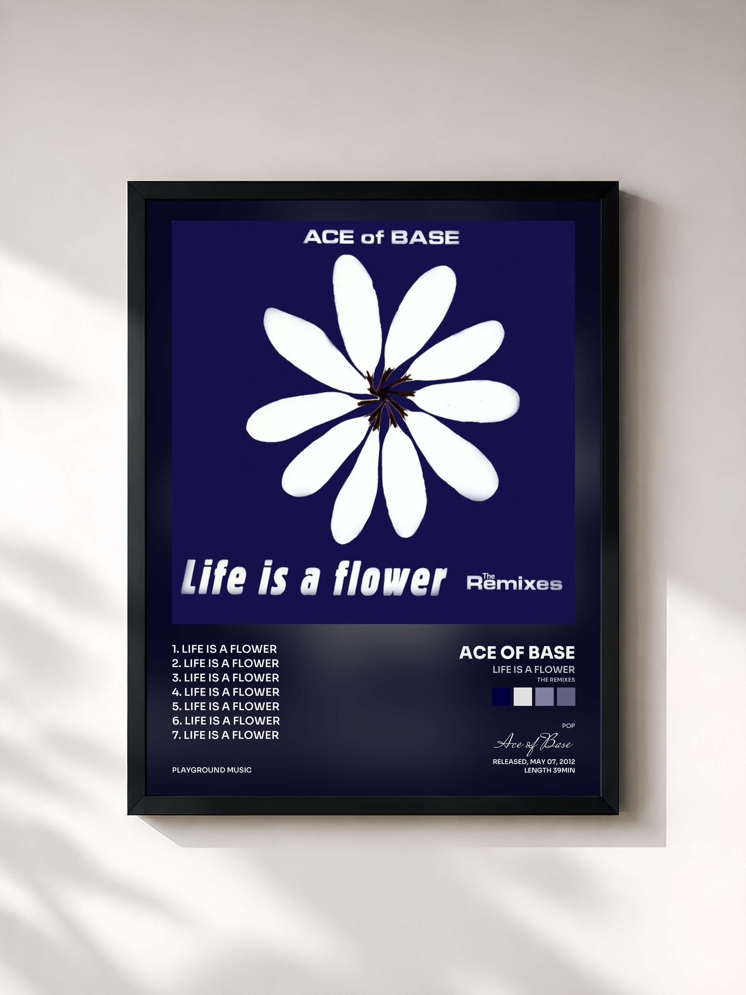 #noir Tableau de l'album Life Is a Flower (The Remixes) de Ace of Base, cadre noir, imprimé et encadré en France