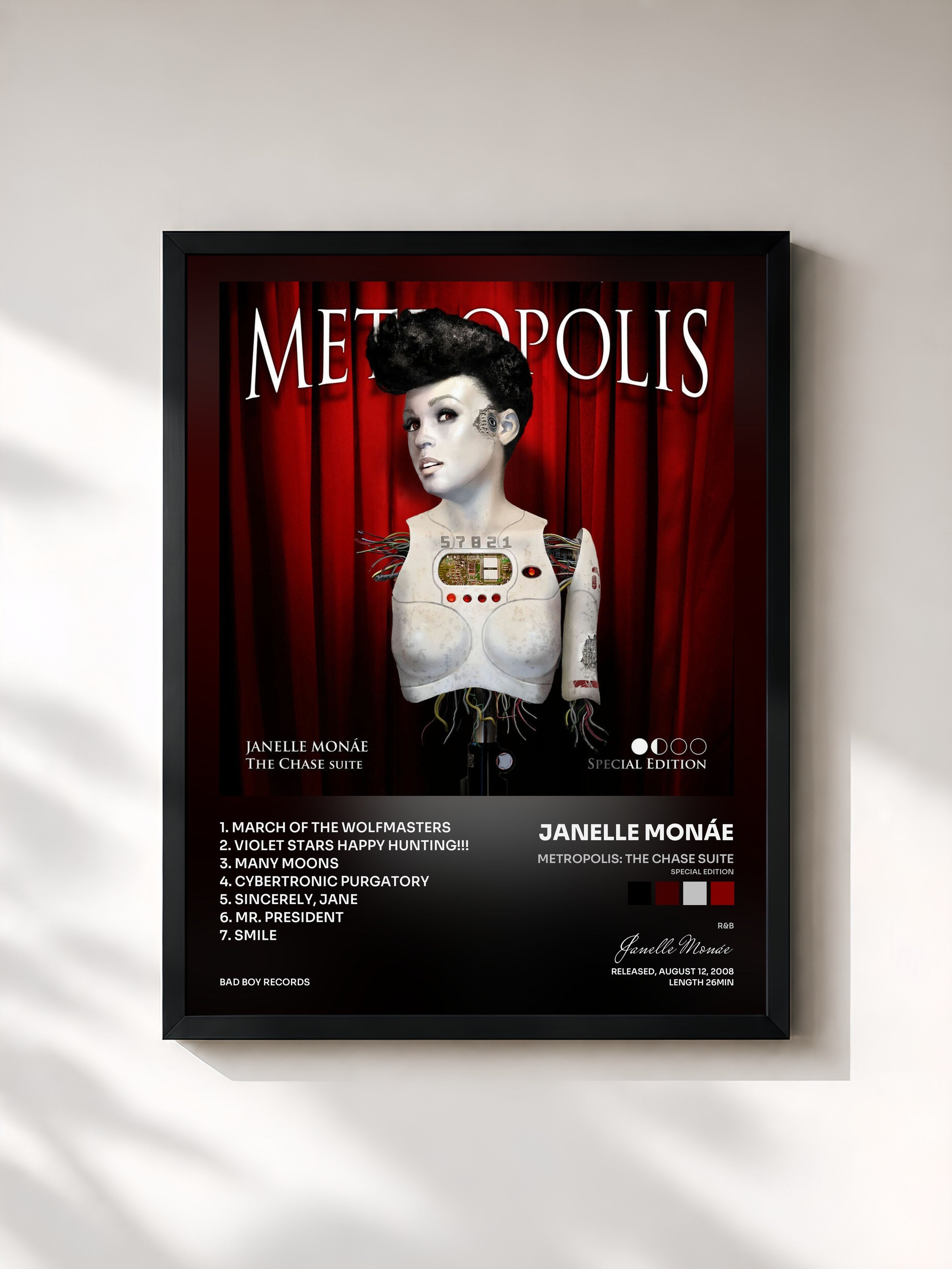 #noir Tableau de l'album Metropolis: The Chase Suite (Special Edition) de Janelle Monáe, cadre noir, imprimé et encadré en France