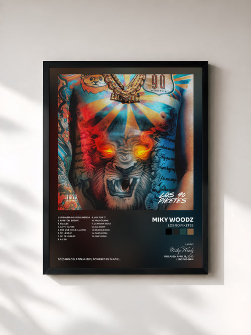 Miky Woodz · Los 90 Piketes — Affiche encadrée