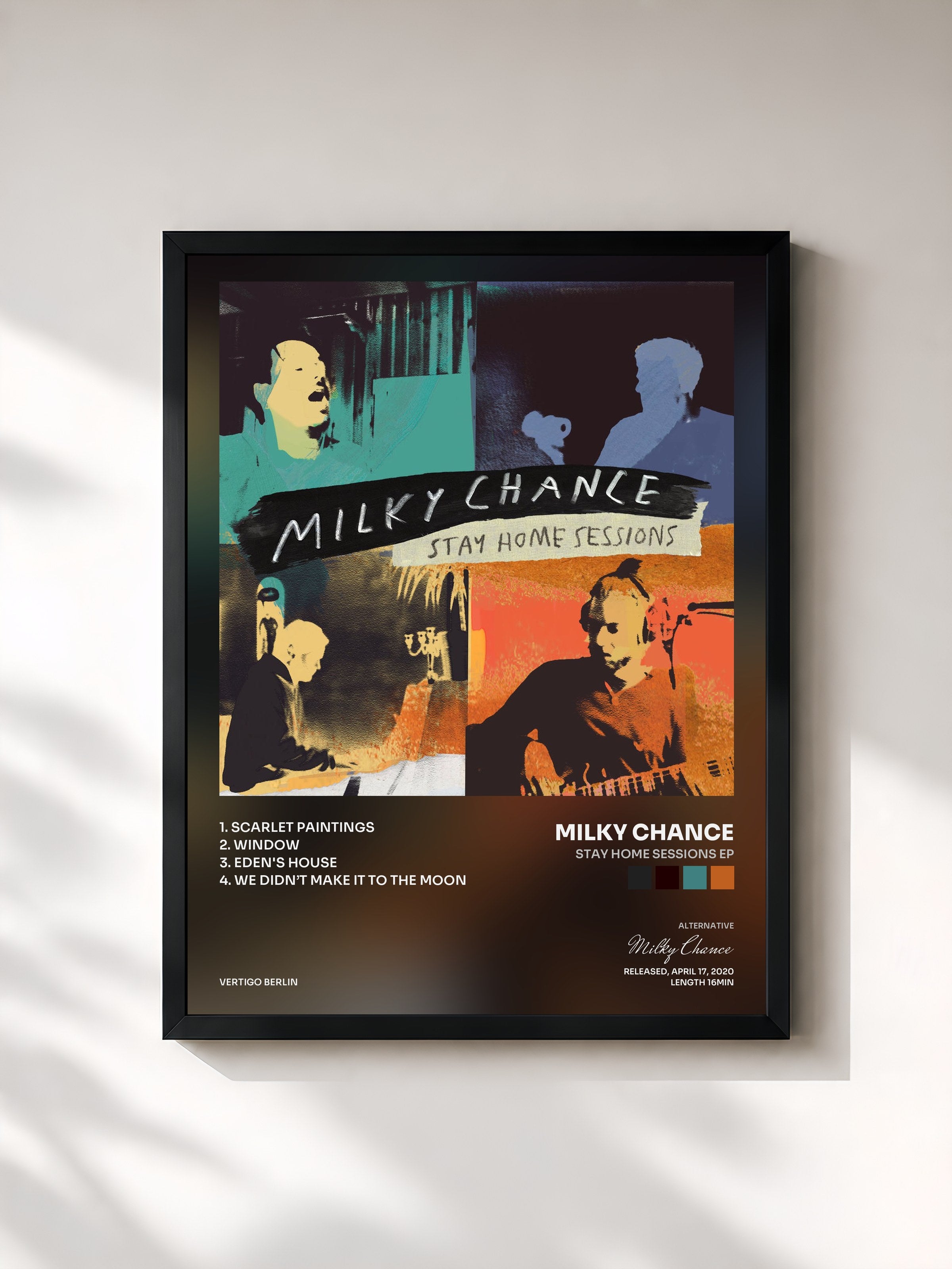 #noir Tableau de l'album Stay Home Sessions EP de Milky Chance, cadre noir, imprimé et encadré en France