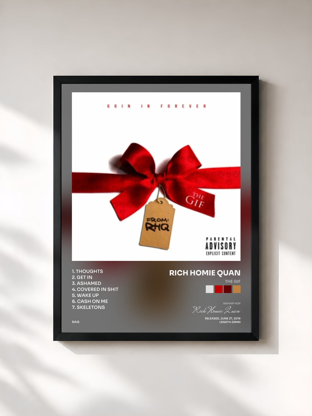 #noir Tableau de l'album The Gif de Rich Homie Quan, cadre noir, imprimé et encadré en France