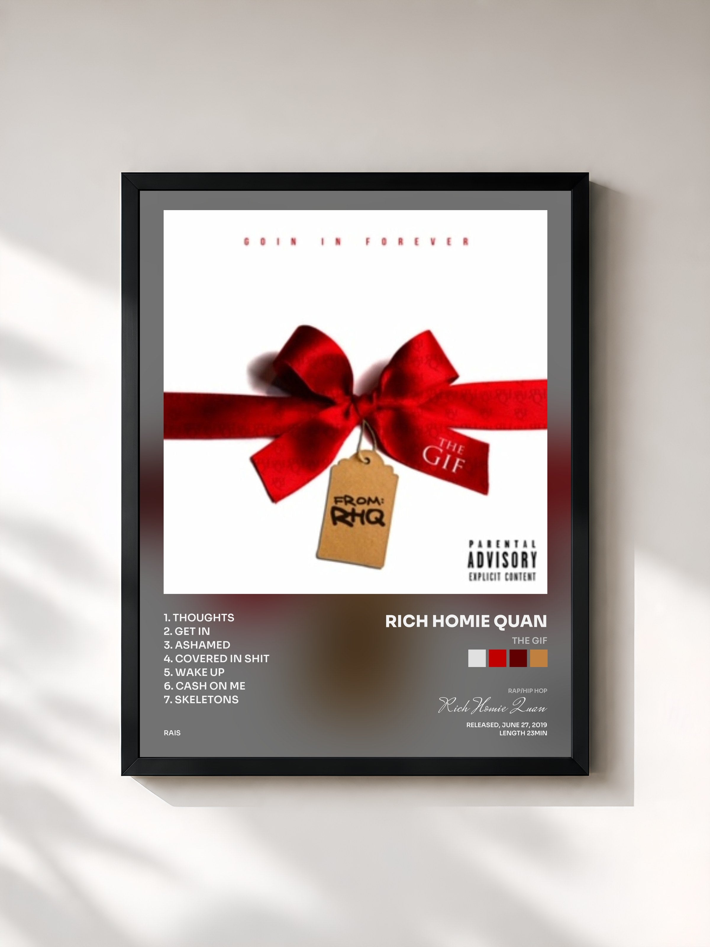 #noir Tableau de l'album The Gif de Rich Homie Quan, cadre noir, imprimé et encadré en France