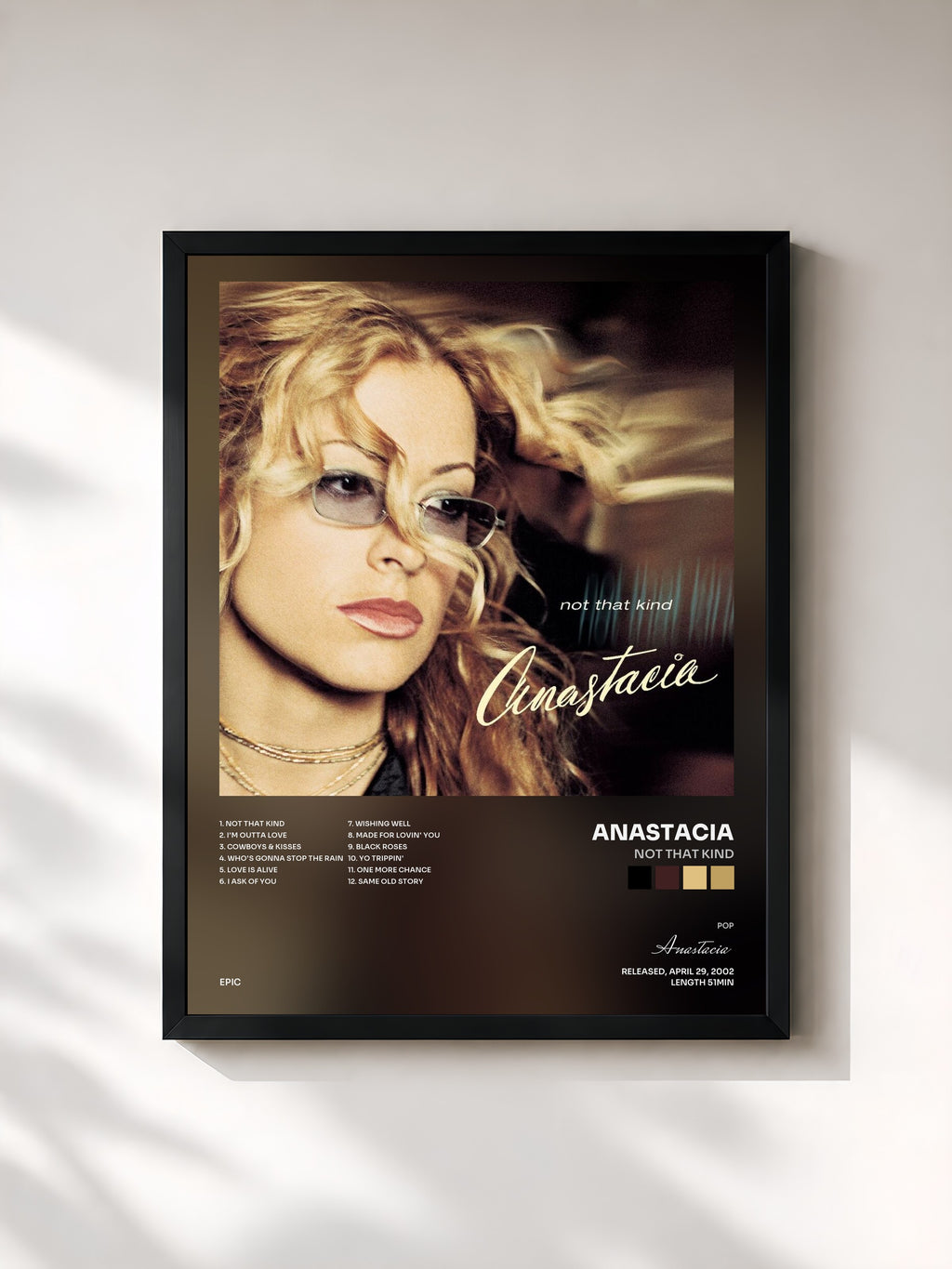 #noir Tableau de l'album Not That Kind de Anastacia, cadre noir, imprimé et encadré en France