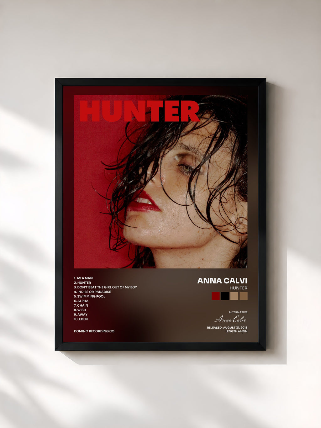 #noir Tableau de l'album Hunter de Anna Calvi, cadre noir, imprimé et encadré en France