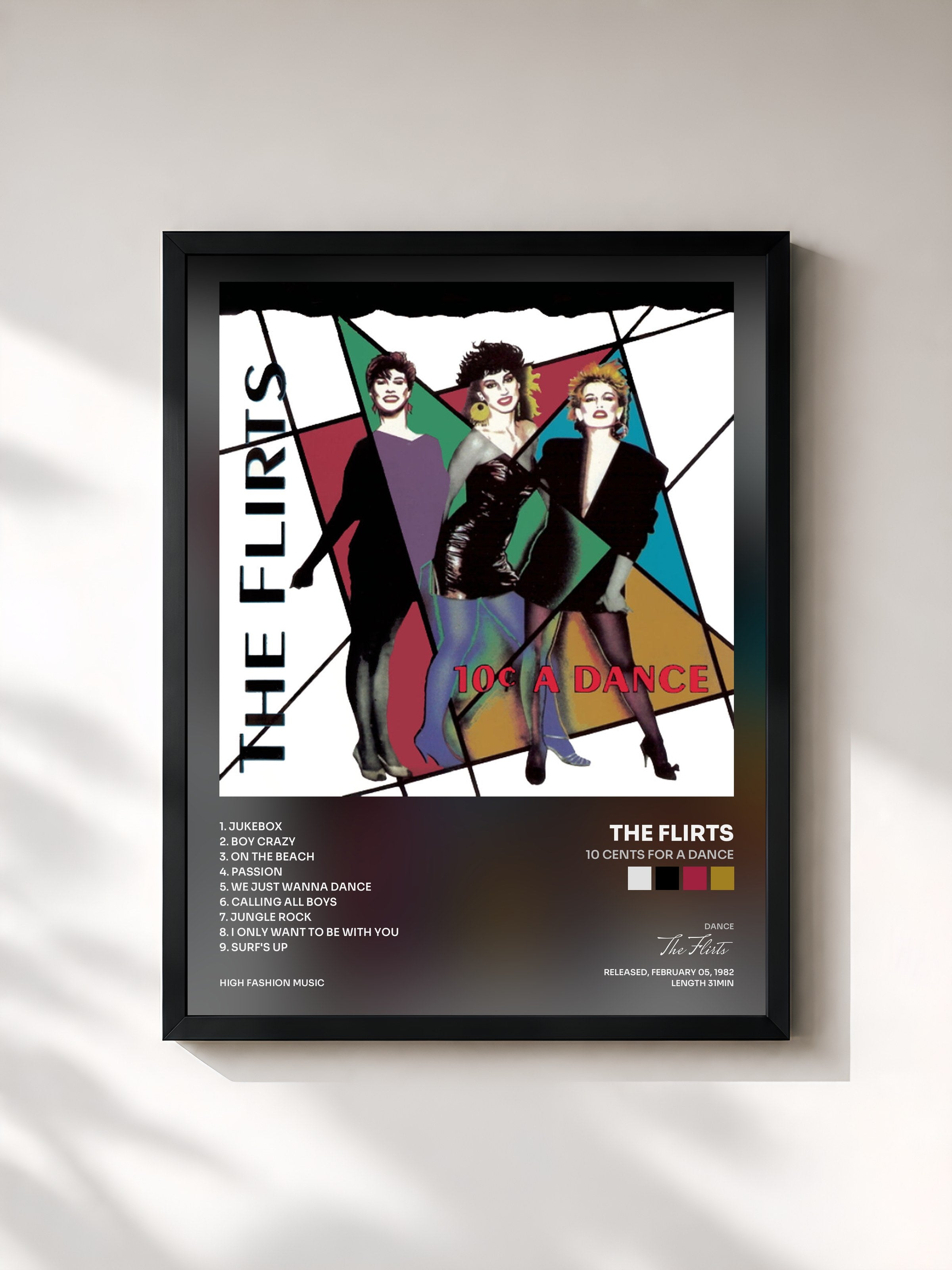 #noir Tableau de l'album 10 Cents For A Dance de The Flirts, cadre noir, imprimé et encadré en France