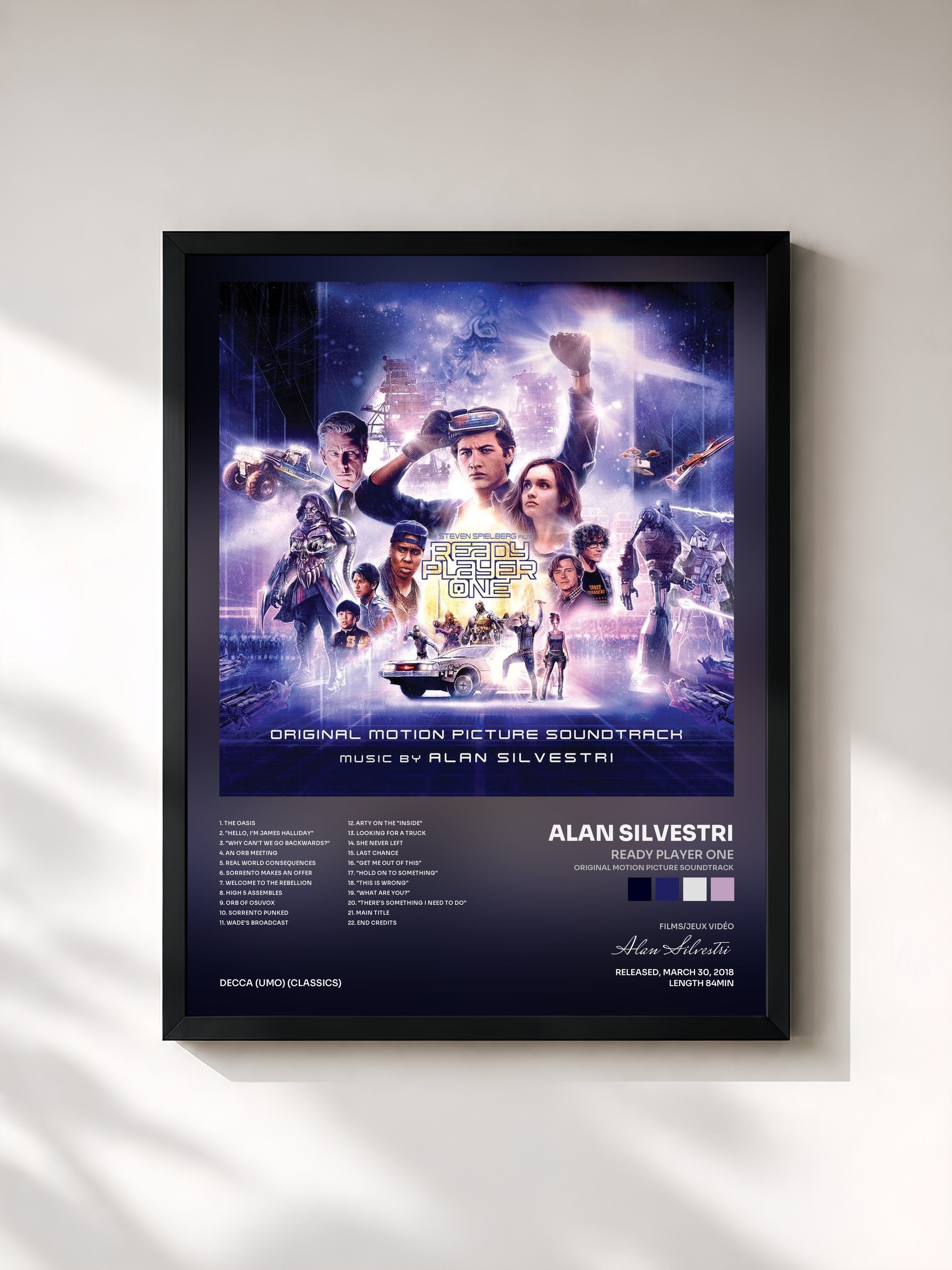 #noir Tableau de l'album Ready Player One (Original Motion Picture Soundtrack) de Alan Silvestri, cadre noir, imprimé et encadré en France