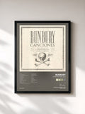 #noir Tableau de l'album Canciones 1987-2017 (2018 Remaster) de Bunbury, cadre noir, imprimé et encadré en France