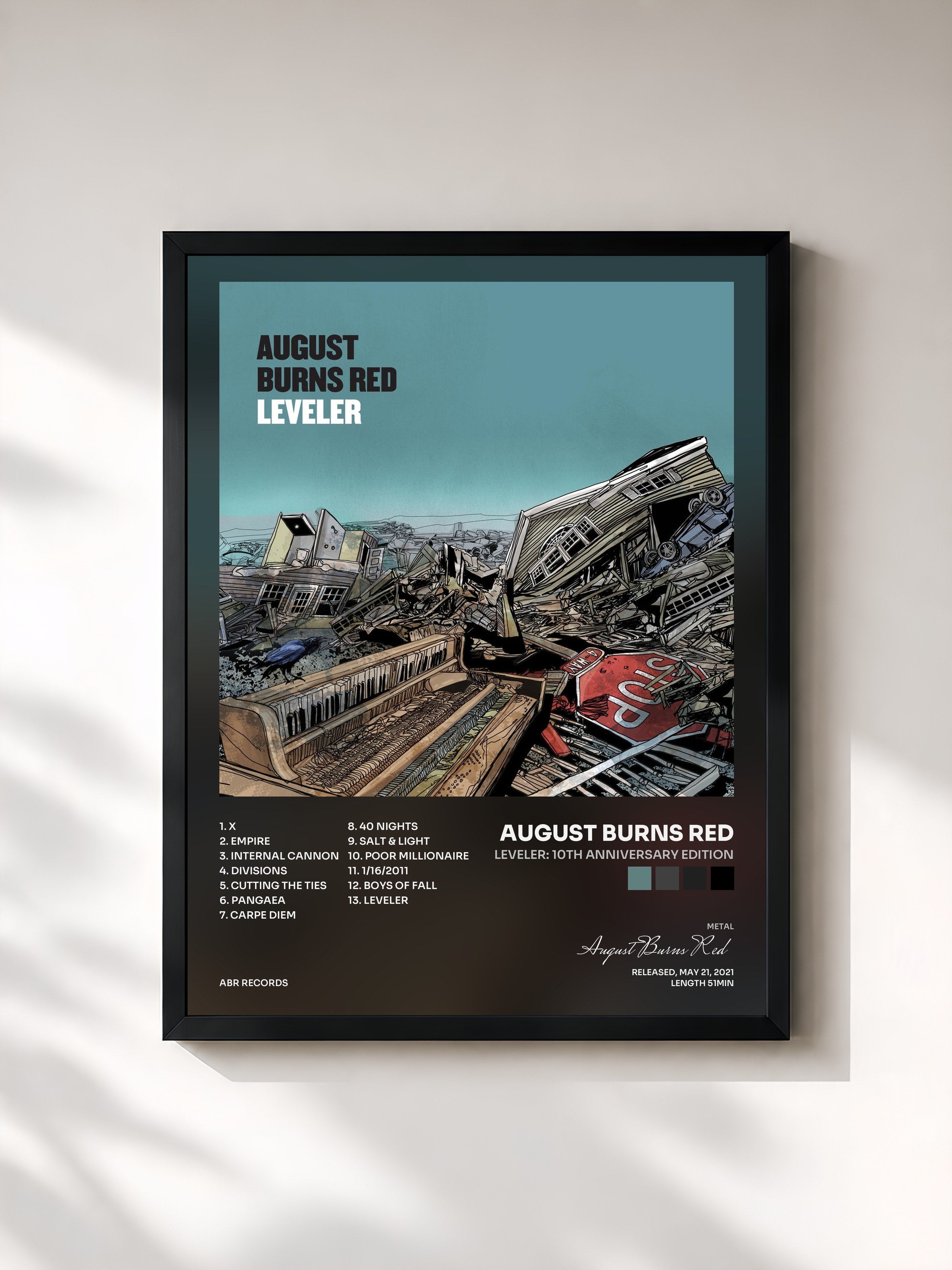 #noir Tableau de l'album Leveler: 10th Anniversary Edition de August Burns Red, cadre noir, imprimé et encadré en France
