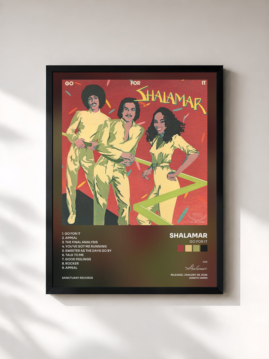 #noir Tableau de l'album Go for It de Shalamar, cadre noir, imprimé et encadré en France