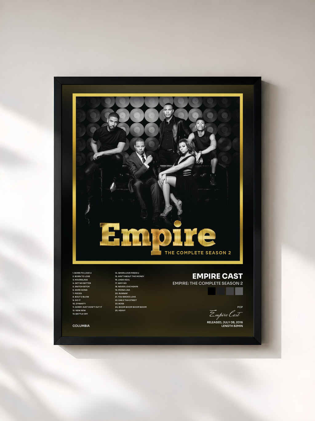#noir Tableau de l'album Empire: The Complete Season 2 de Empire Cast, cadre noir, imprimé et encadré en France