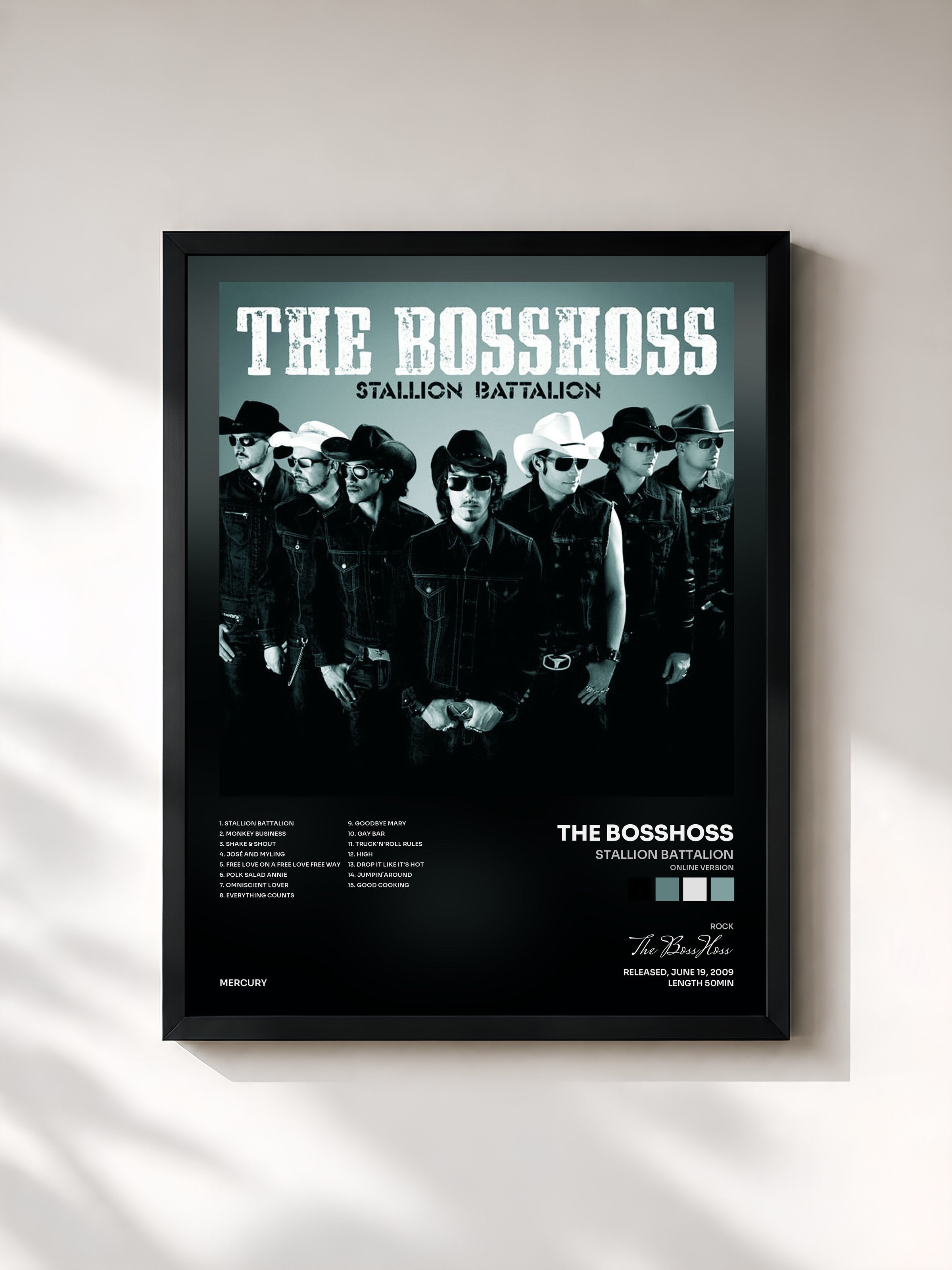 #noir Tableau de l'album Stallion Battalion (Online Version) de The BossHoss, cadre noir, imprimé et encadré en France