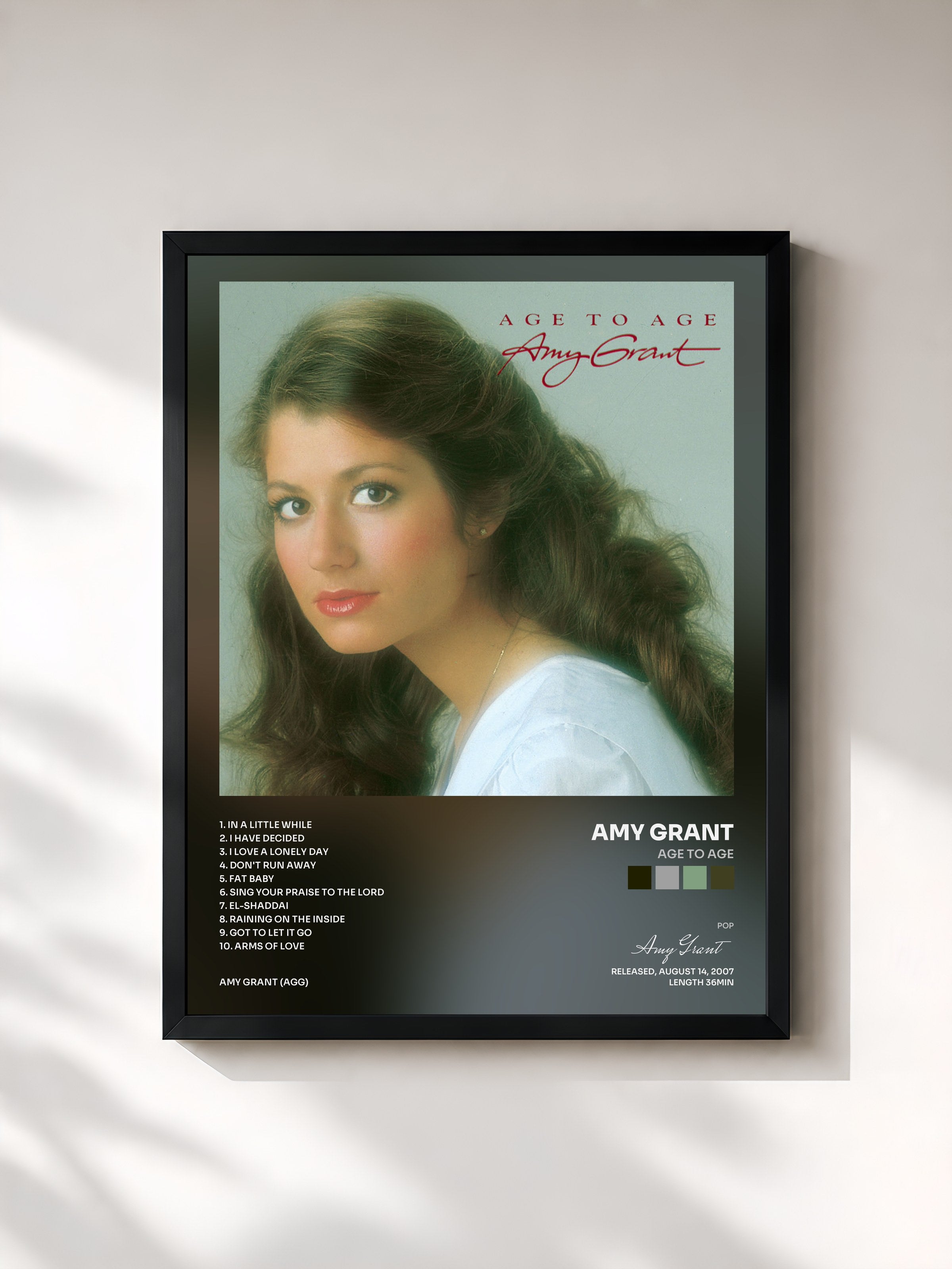 #noir Tableau de l'album Age To Age de Amy Grant, cadre noir, imprimé et encadré en France