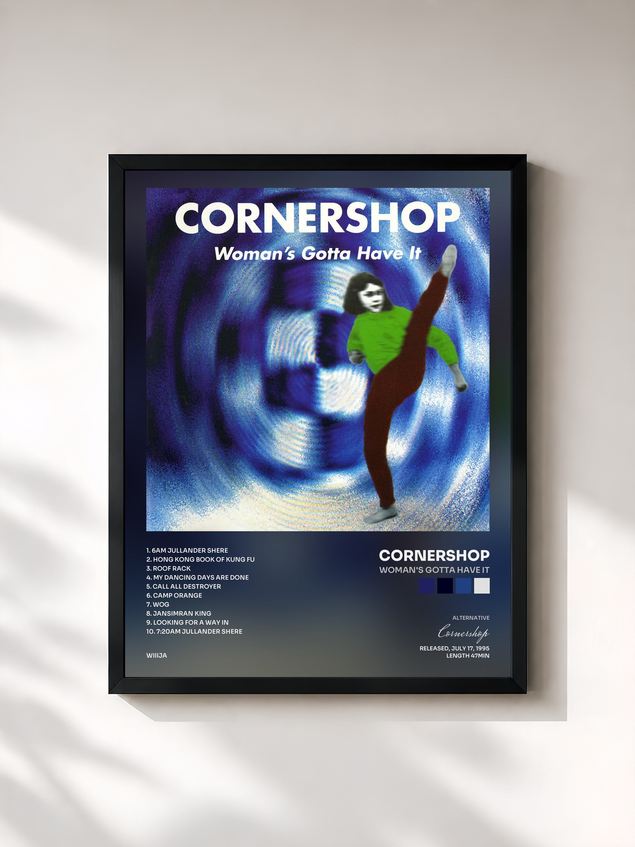 #noir Tableau de l'album Woman's Gotta Have It de Cornershop, cadre noir, imprimé et encadré en France