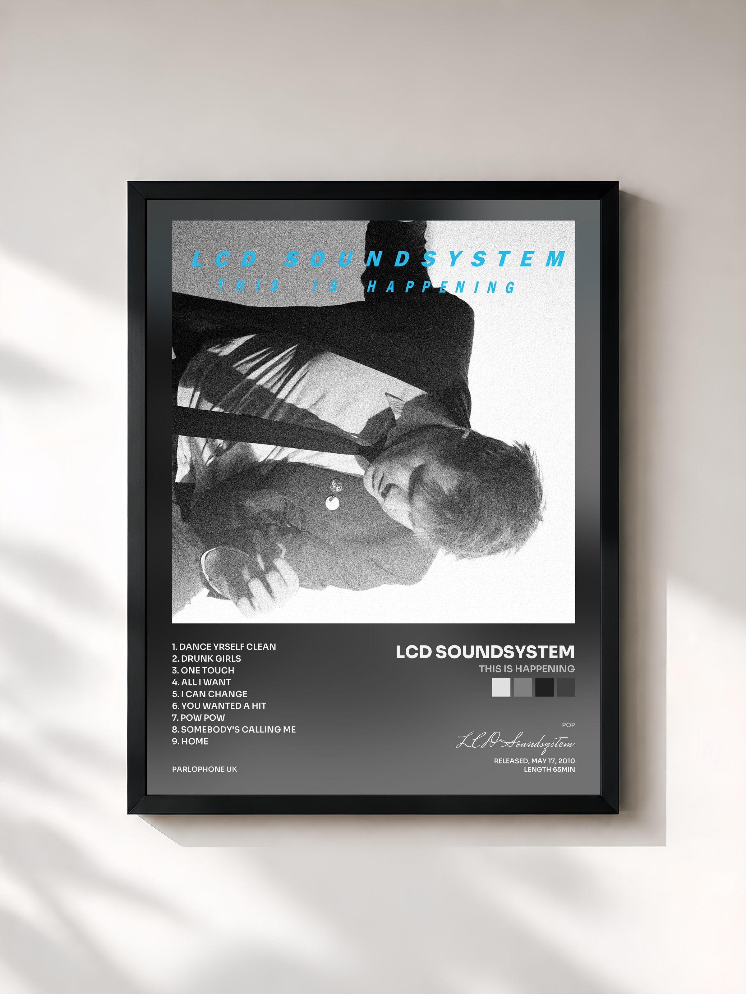 #noir Tableau de l'album This Is Happening de LCD Soundsystem, cadre noir, imprimé et encadré en France
