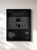 #noir Tableau de l'album Black Heart de Meekz, cadre noir, imprimé et encadré en France
