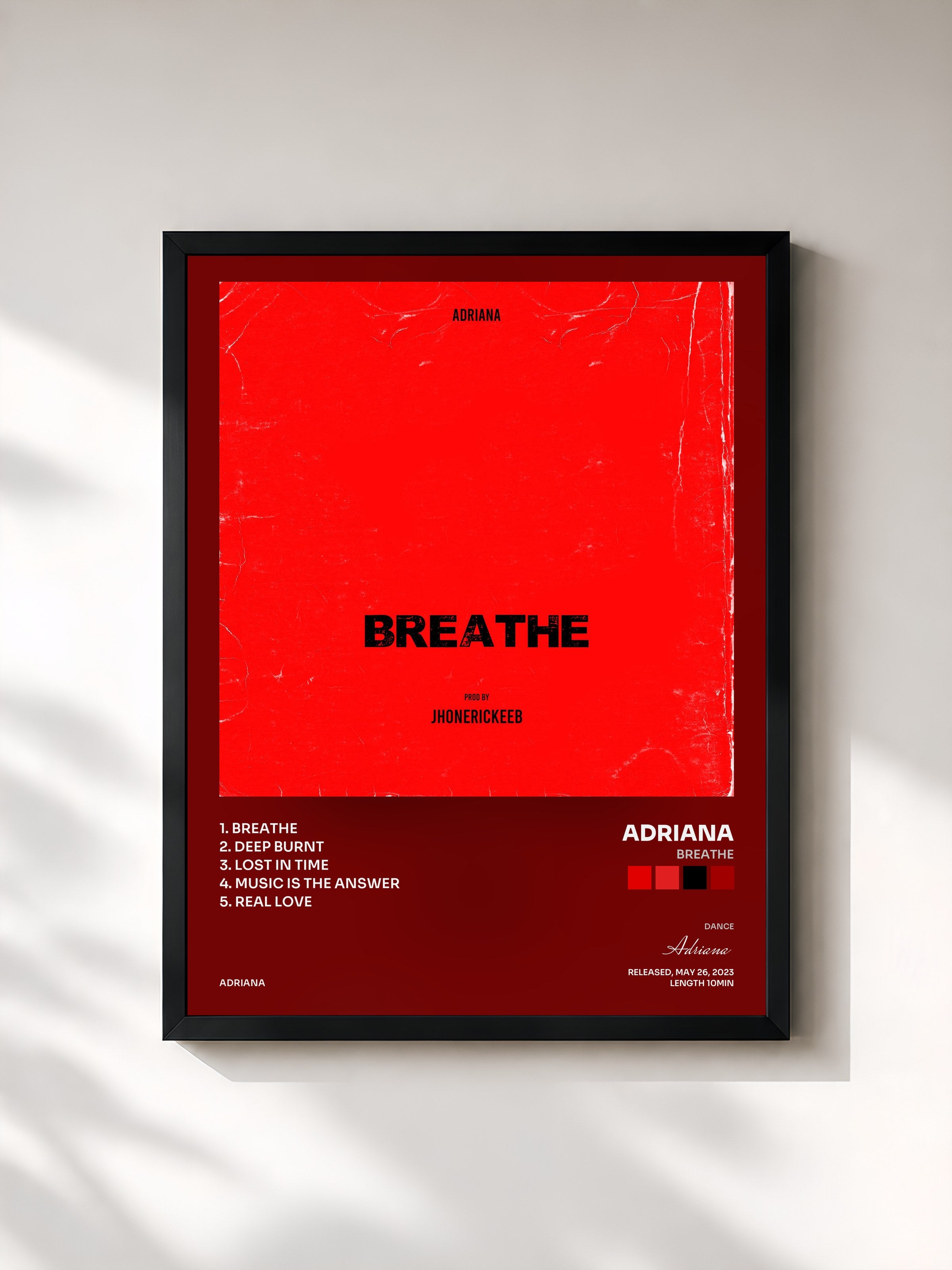 #noir Tableau de l'album Breathe de Adriana, cadre noir, imprimé et encadré en France
