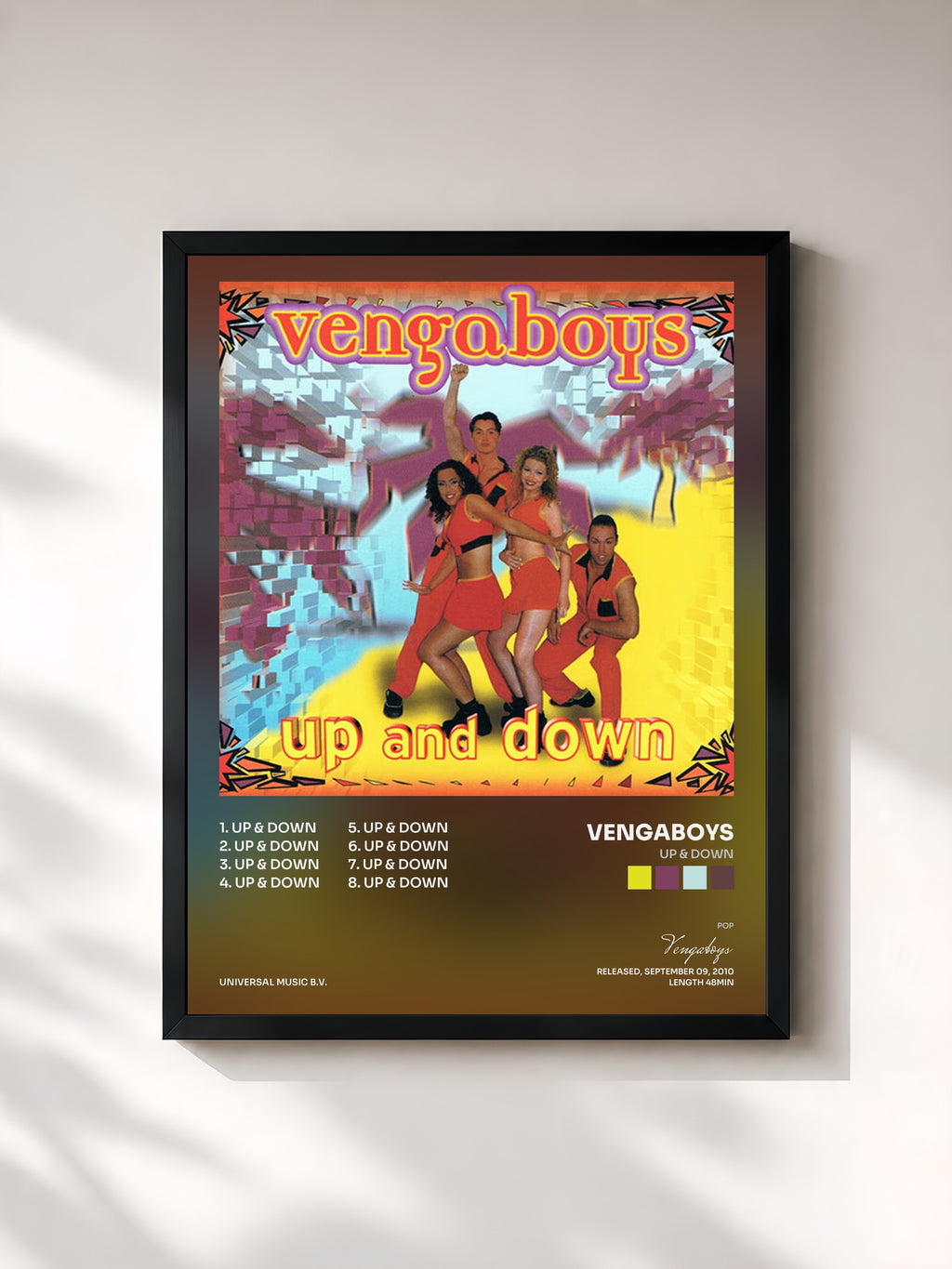 #noir Tableau de l'album Up & Down de Vengaboys, cadre noir, imprimé et encadré en France