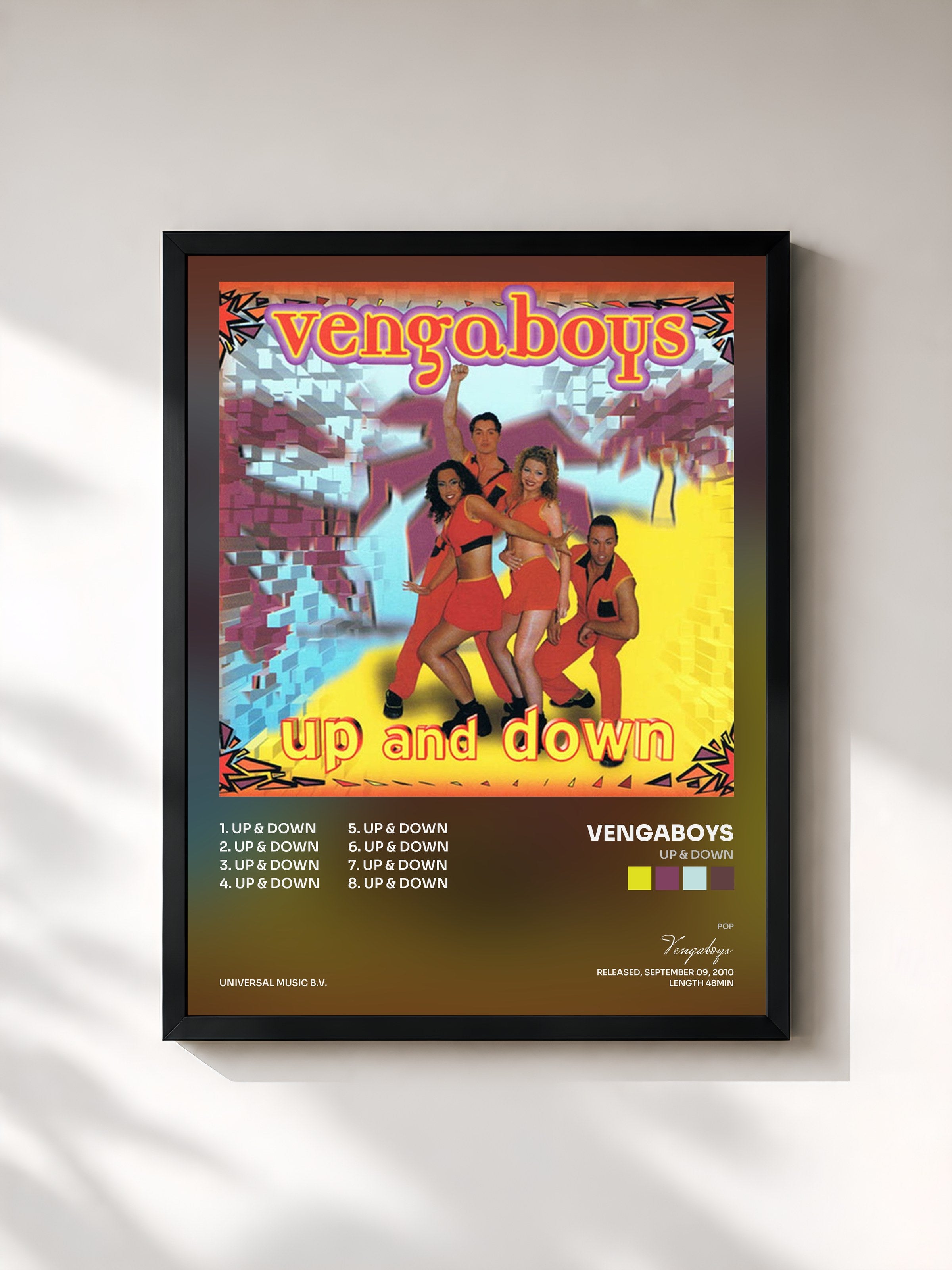 #noir Tableau de l'album Up & Down de Vengaboys, cadre noir, imprimé et encadré en France