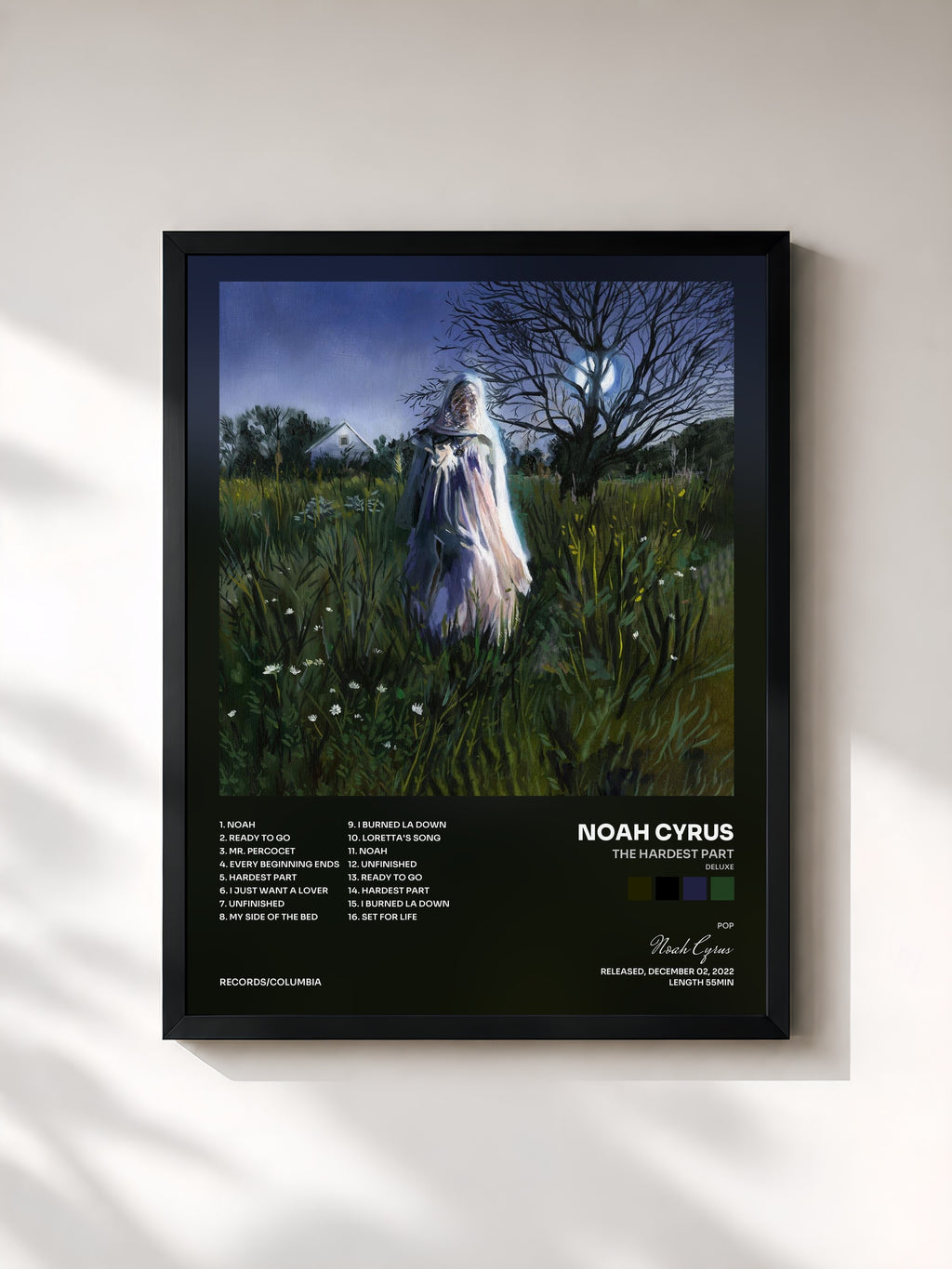 #noir Tableau de l'album The Hardest Part (Deluxe) de Noah Cyrus, cadre noir, imprimé et encadré en France