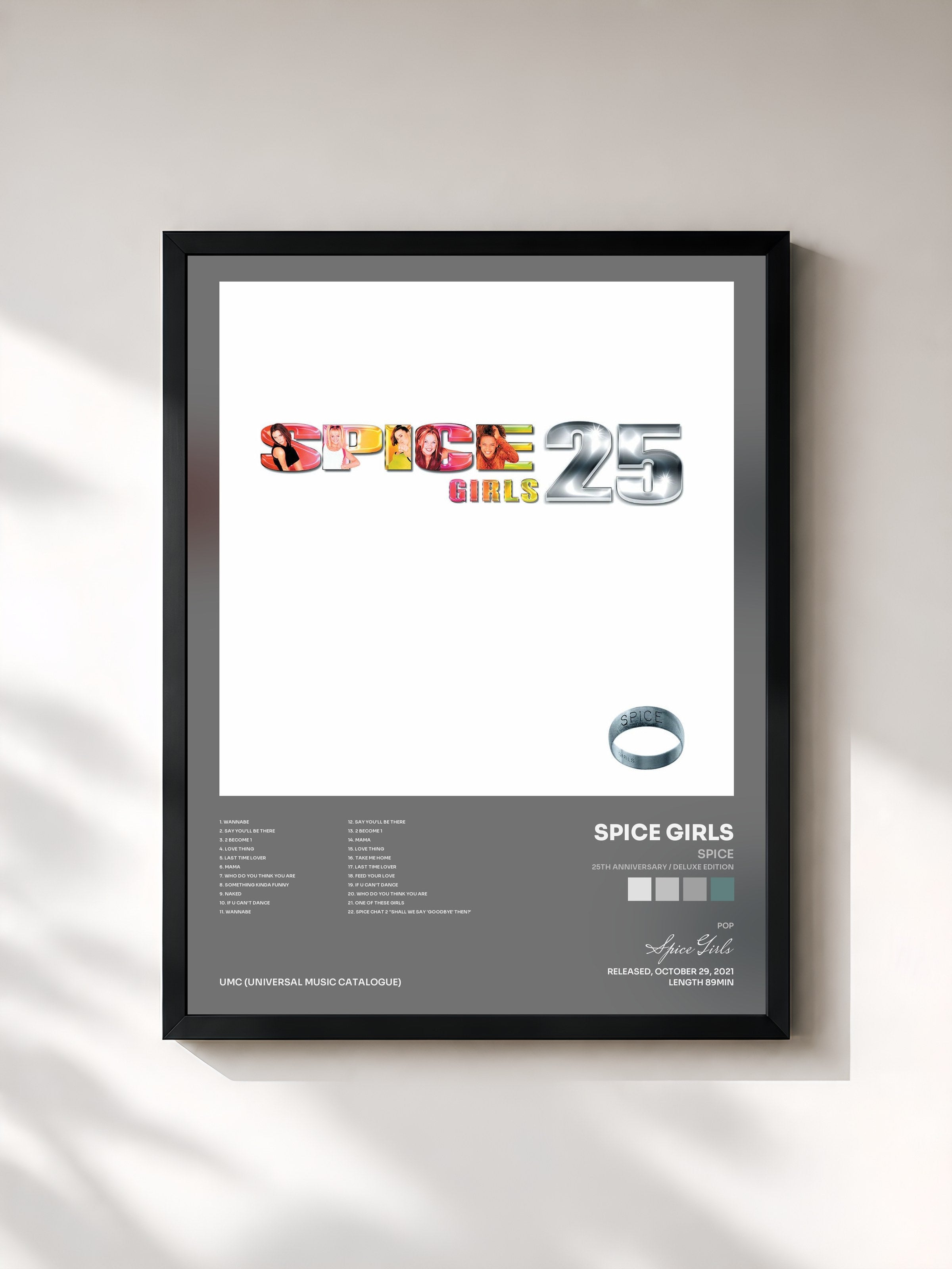 #noir Tableau de l'album Spice (25th Anniversary / Deluxe Edition) de Spice Girls, cadre noir, imprimé et encadré en France